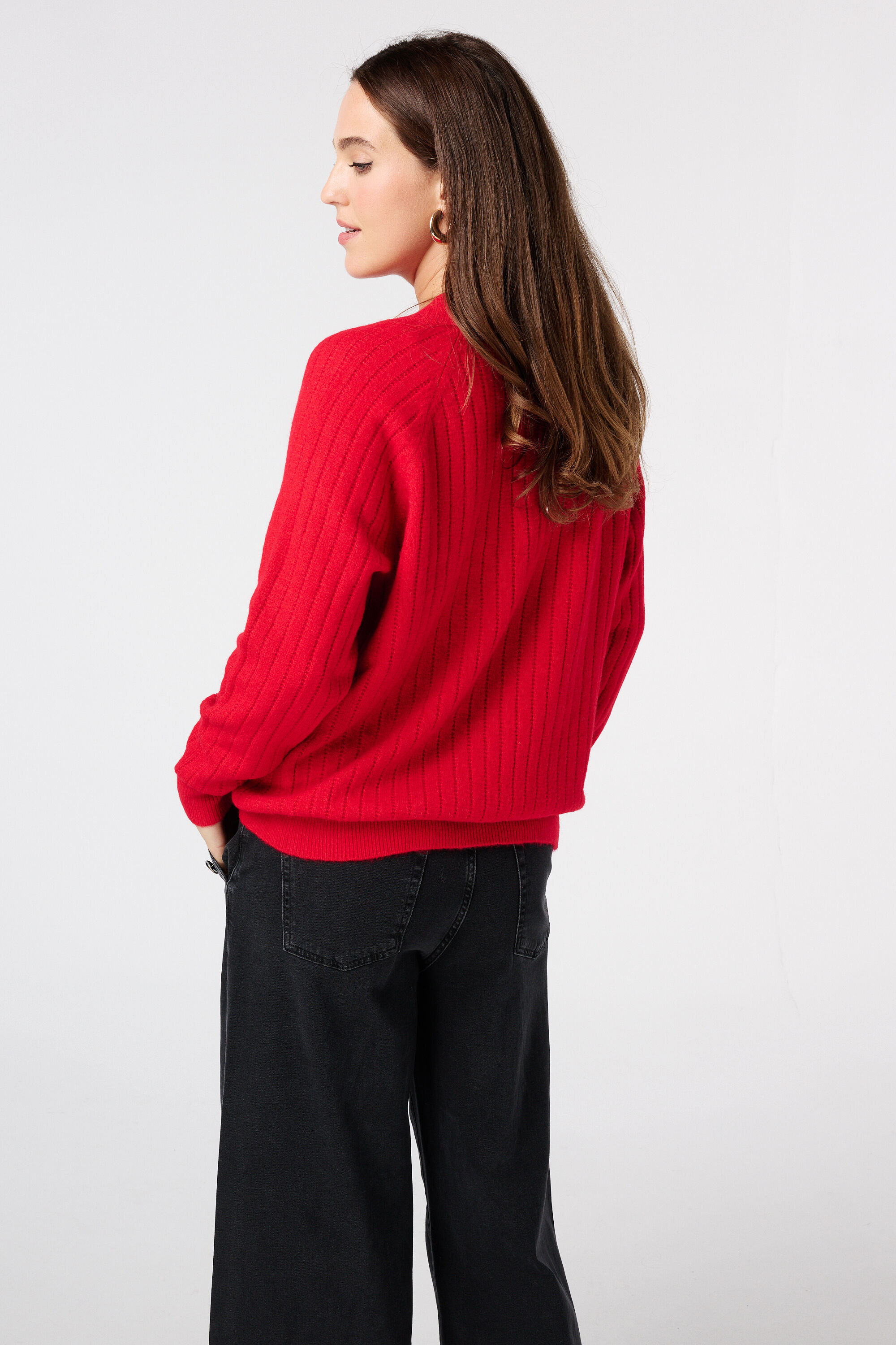 Pull finement tricot&eacute; avec motif image number 3