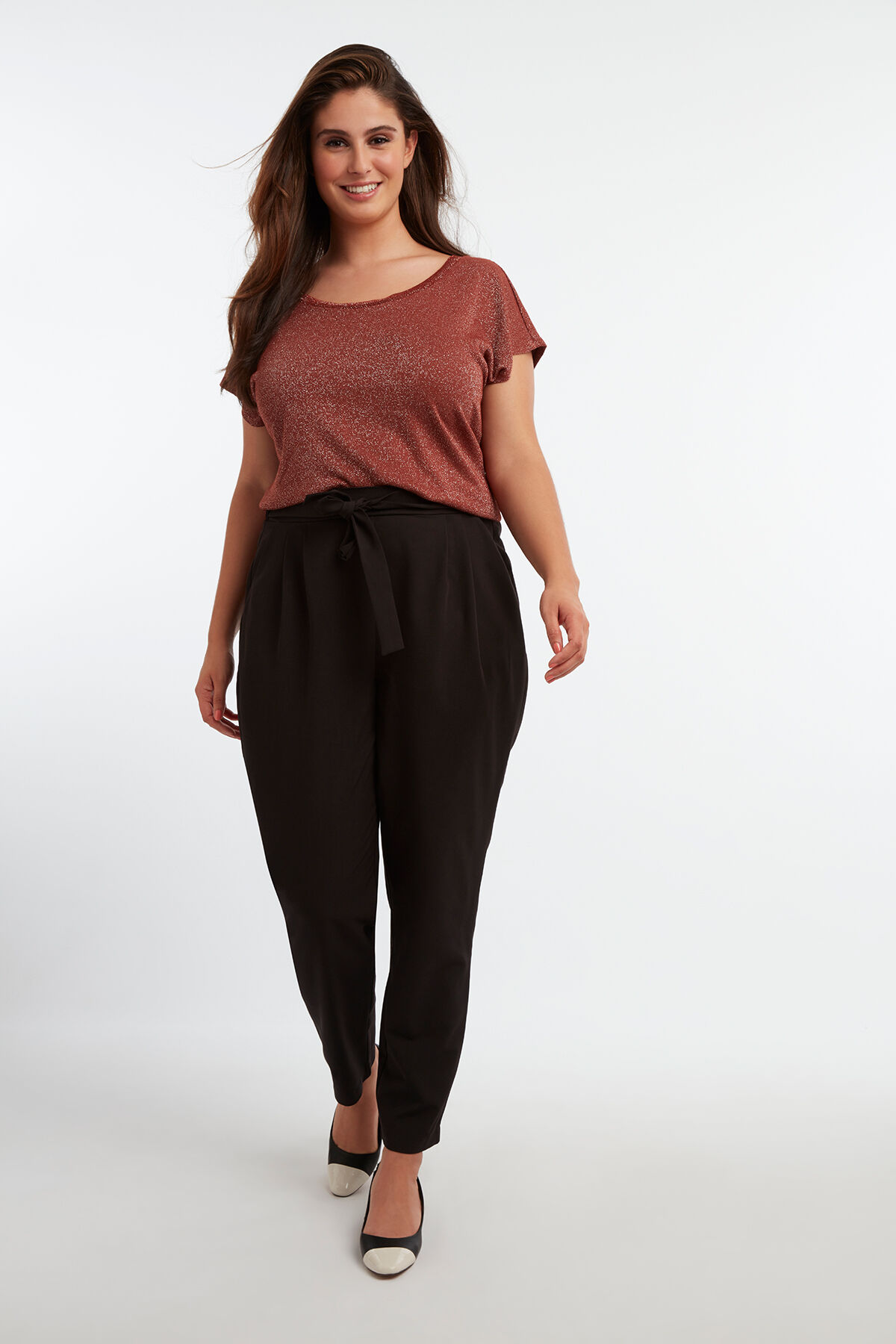 Pantalon &agrave; taille fronc&eacute;e image number 3