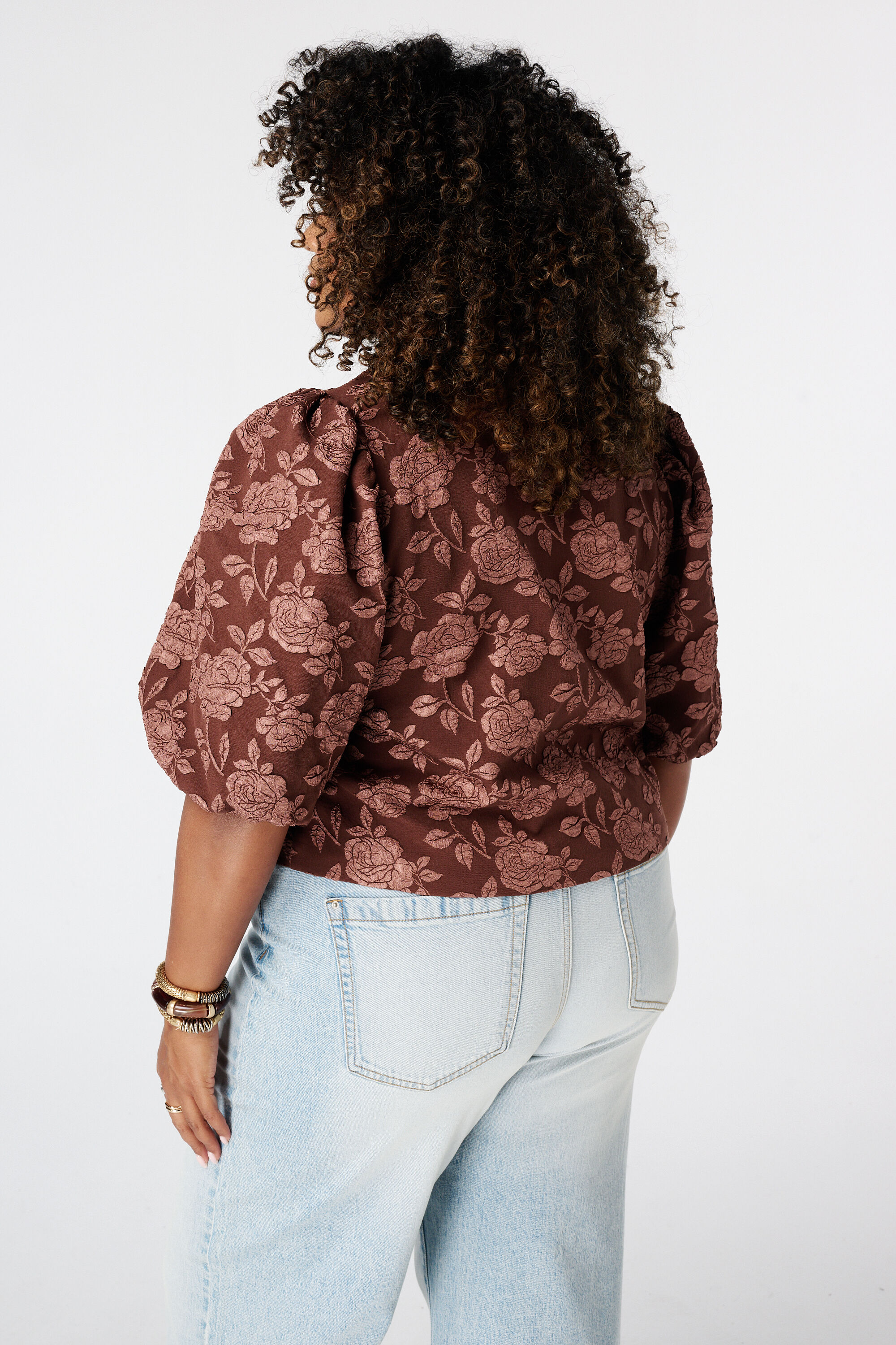 Veste jacquard avec manches bouffantes image number 3