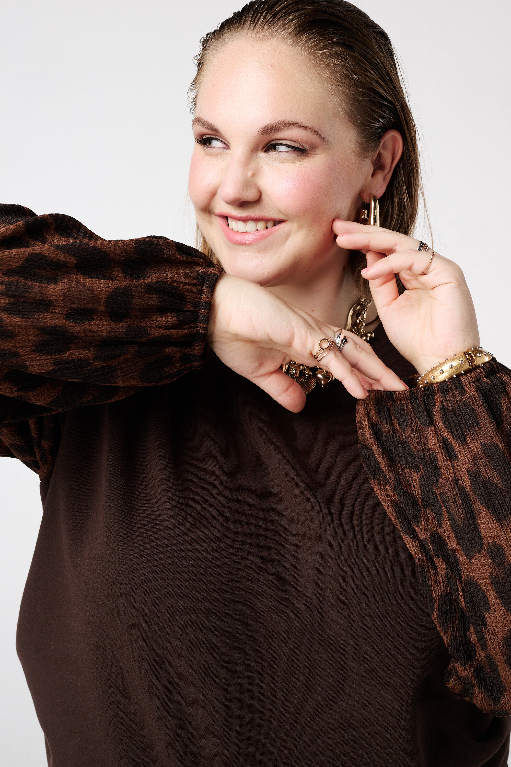 Sweat &agrave; manches ballon avec imprim&eacute; image number 4