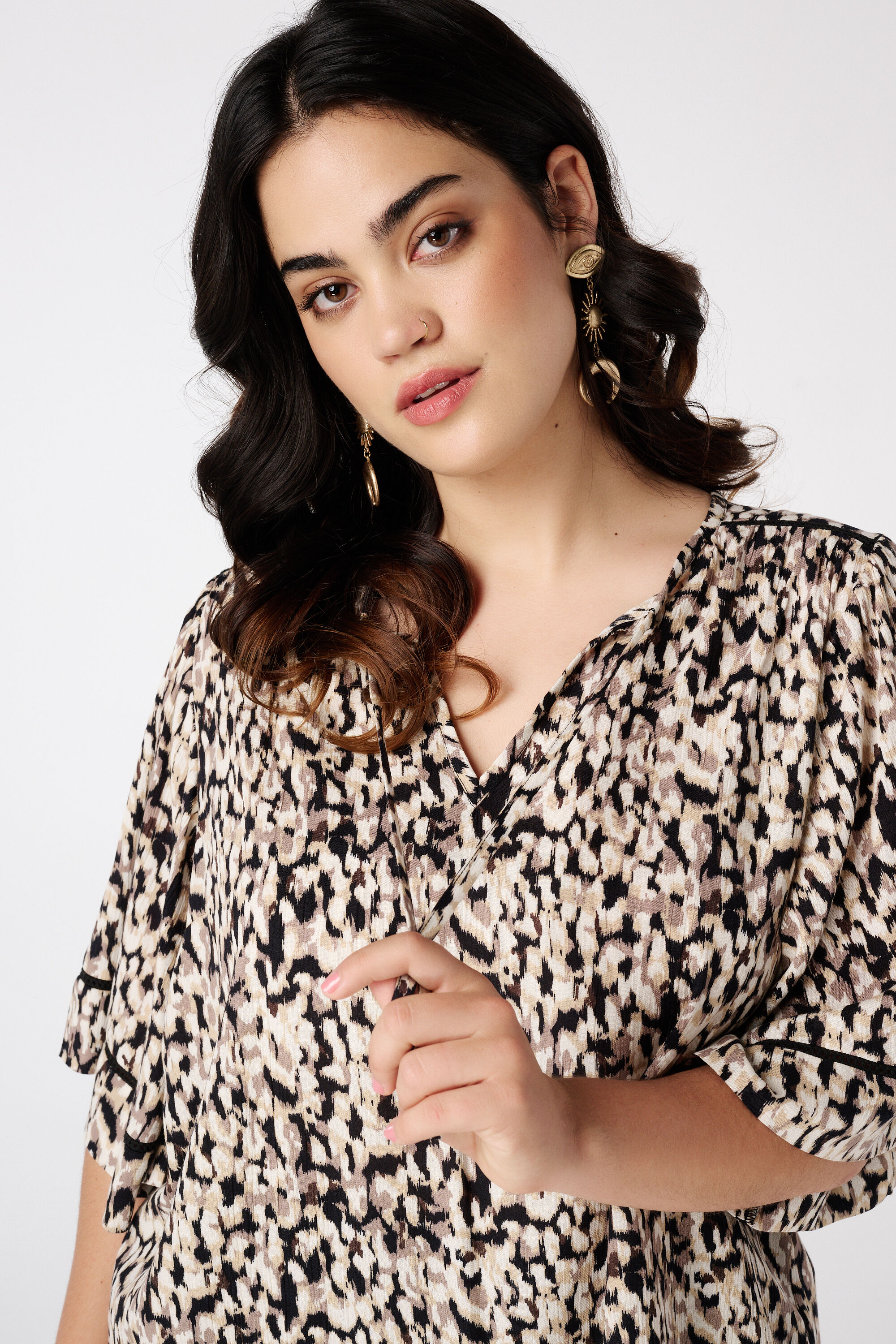 Chemisier avec imprim&eacute; et n&oelig;ud image number 4