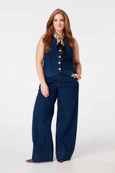 Jean à jambes évasées avec surpiqûres fantaisie Jean à jambes évasées avec surpiqûres fantaisie