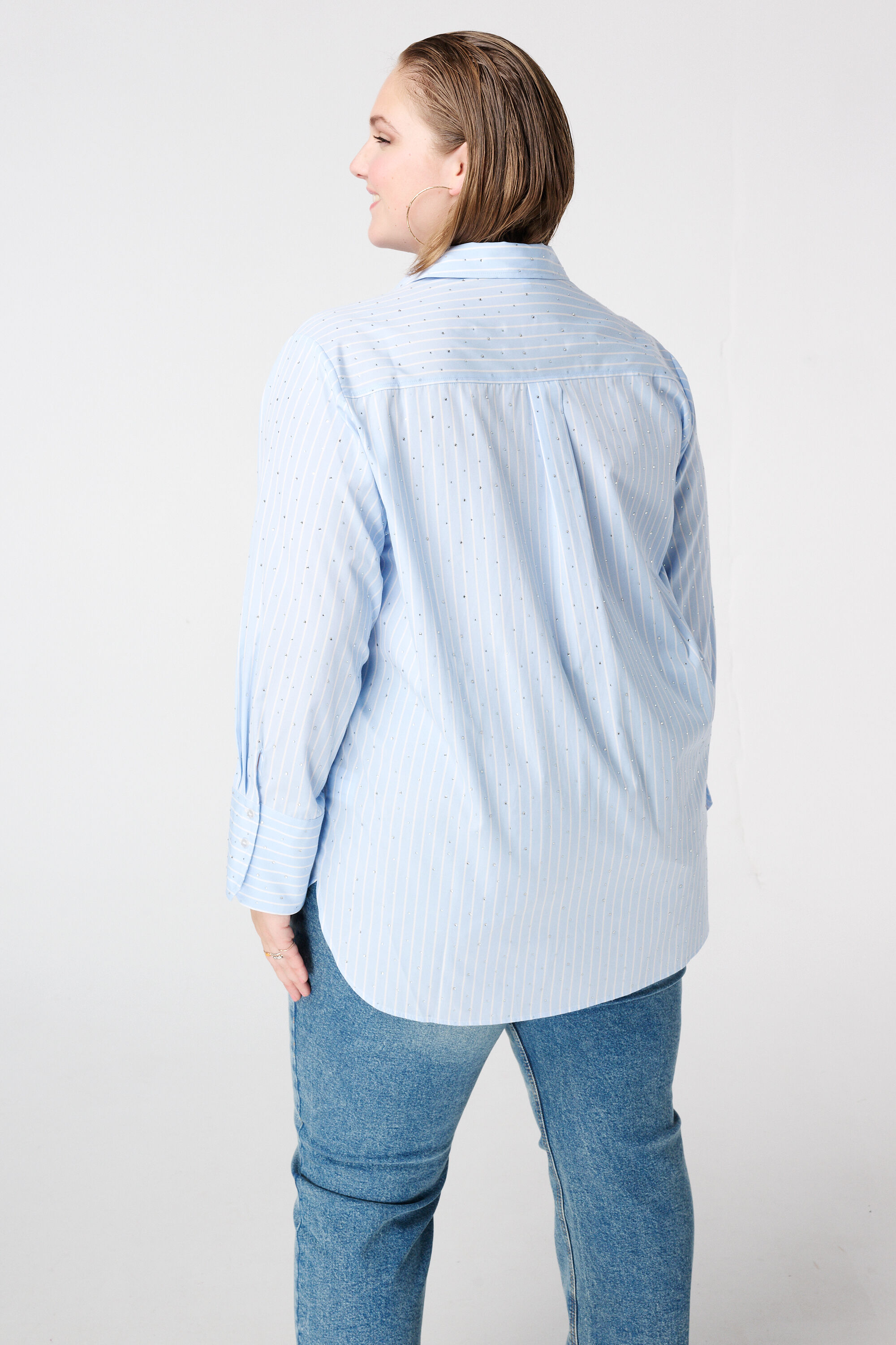 Chemisier ray&eacute; avec d&eacute;tails strass image number 3