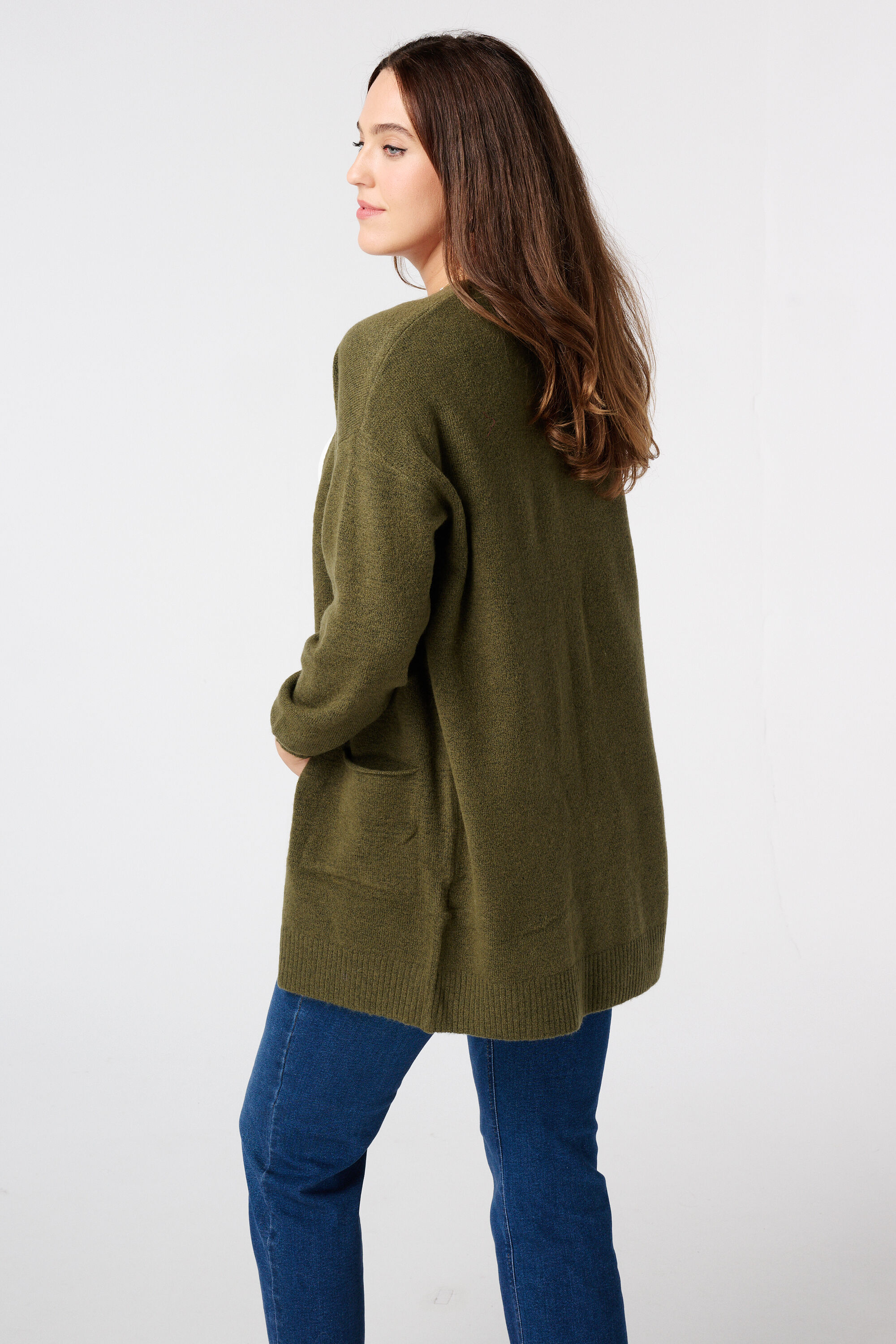 Cardigan mi-long avec poches lat&eacute;rales image number 3