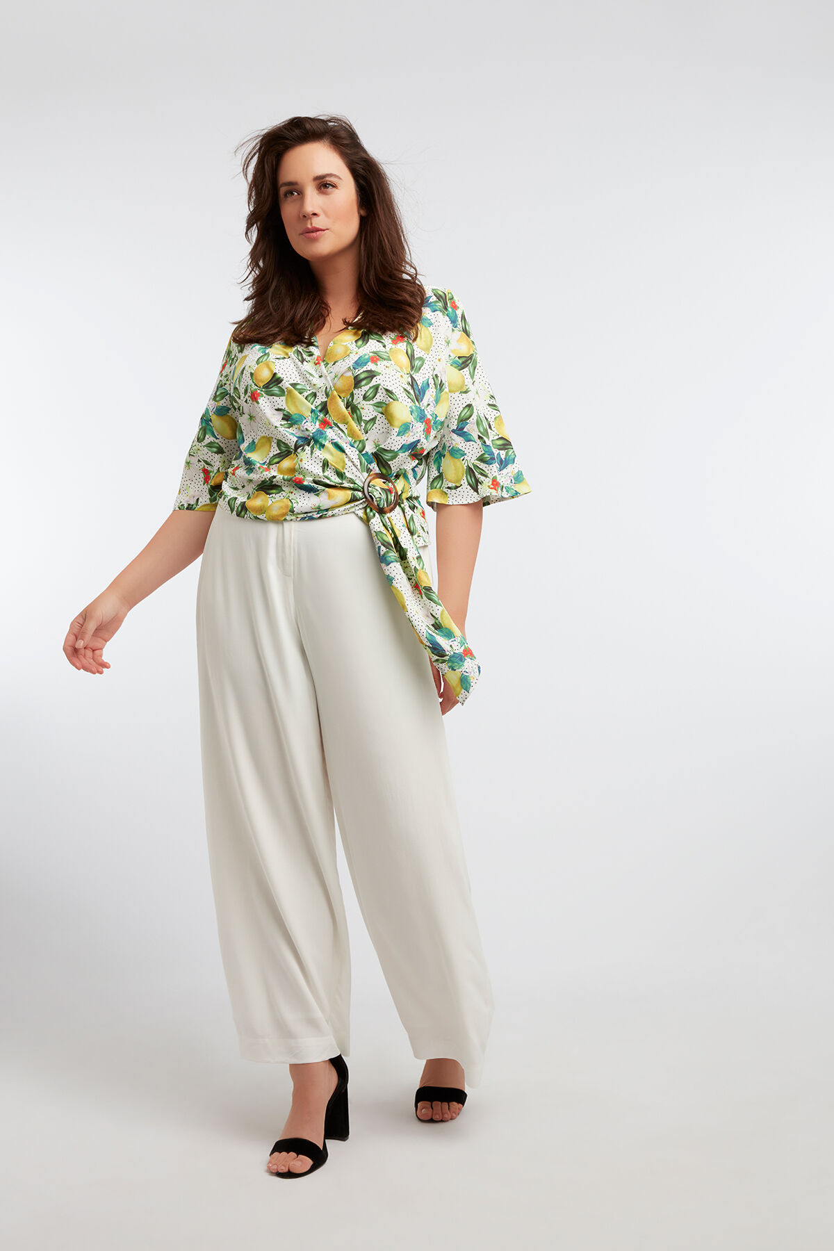 Pantalon large effet lin image number 5