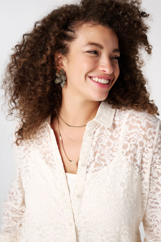 Top avec dentelle et paillettes image number 4