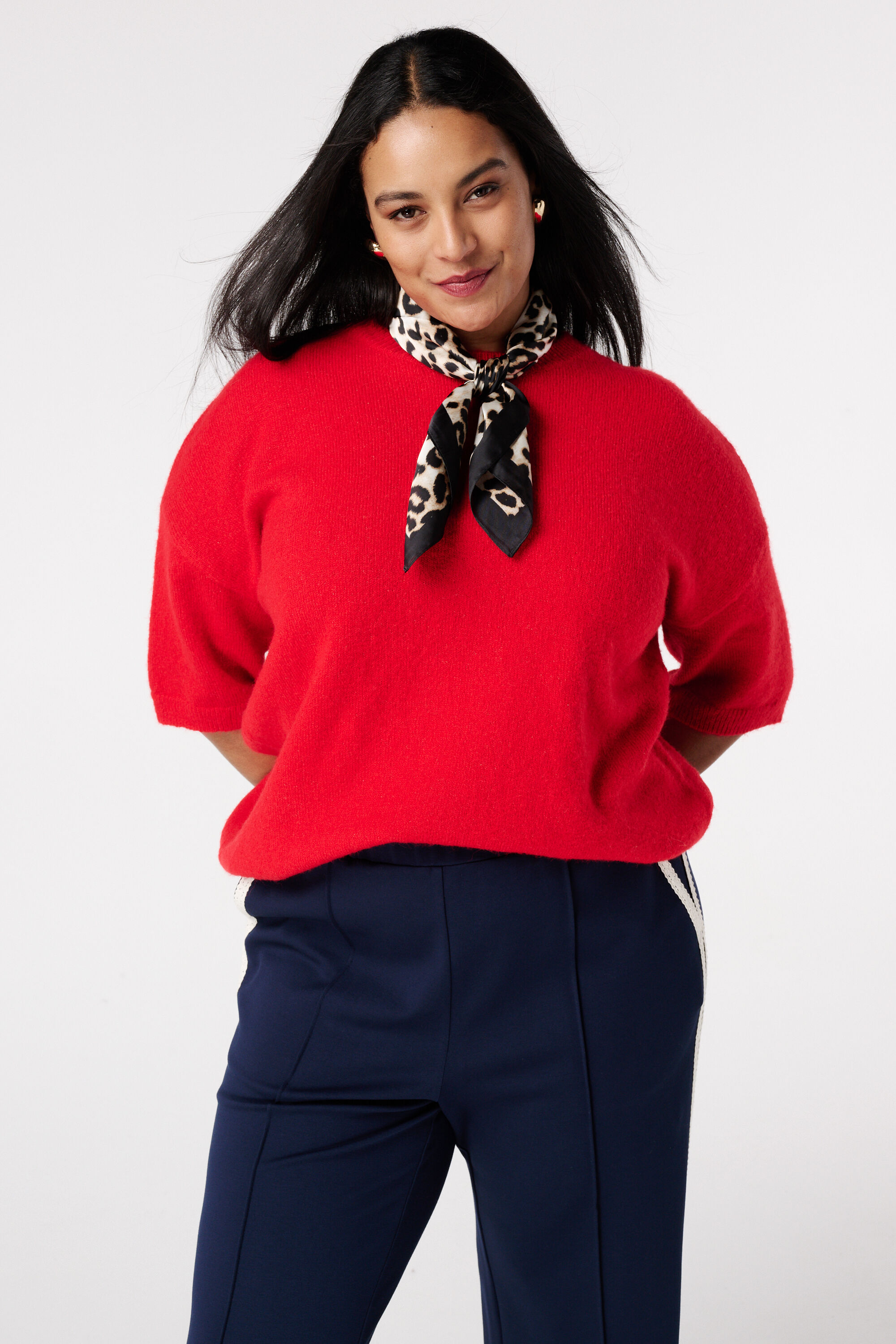 Top tricot&eacute; &agrave; manches courtes