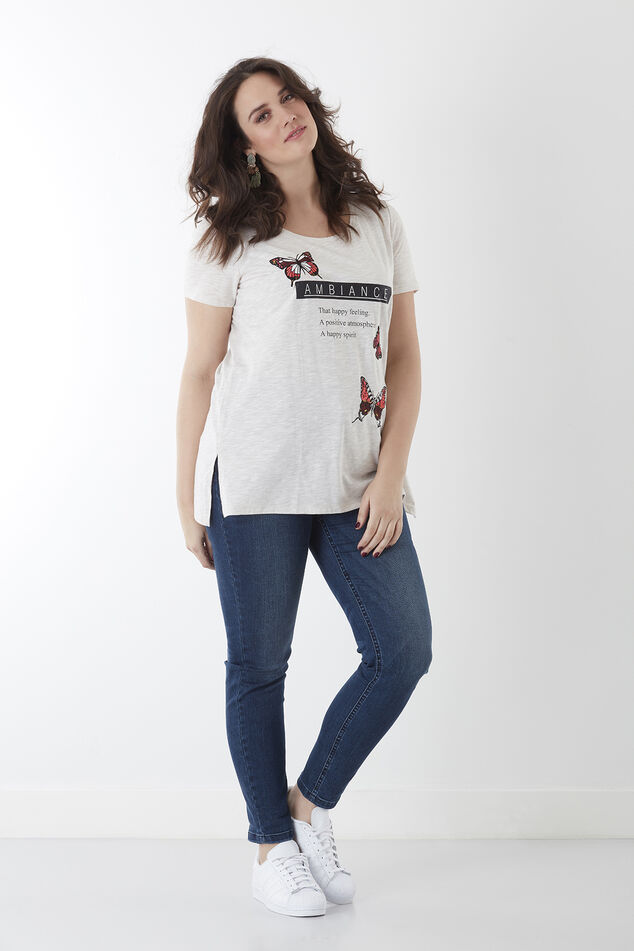 T-shirt avec texte et broderie image number 0