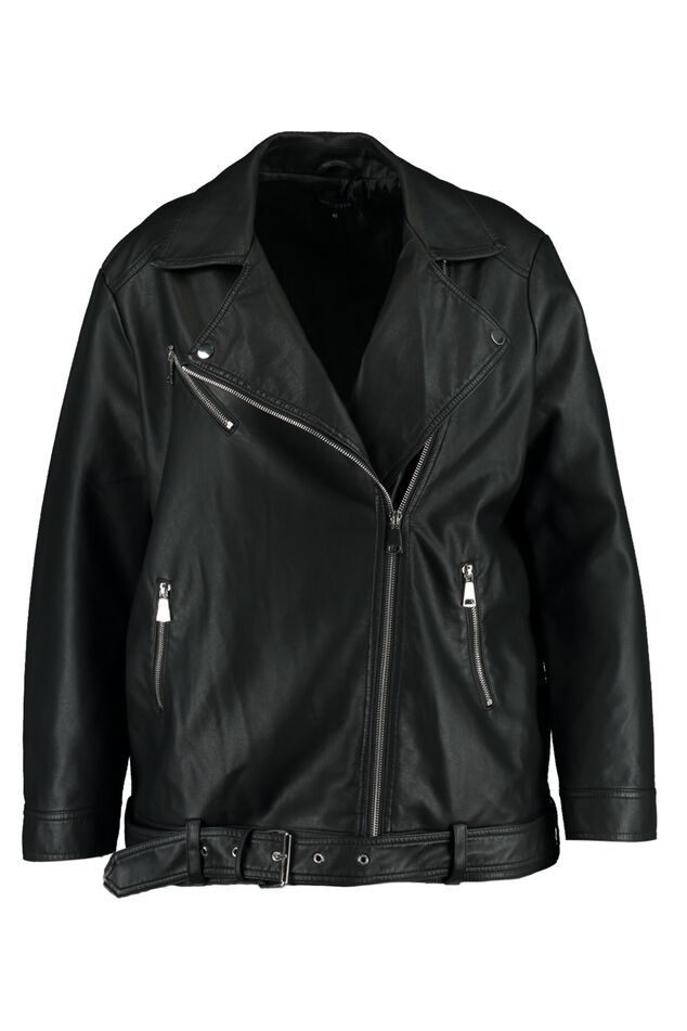 Veste motard oversize en simili cuir image number 1