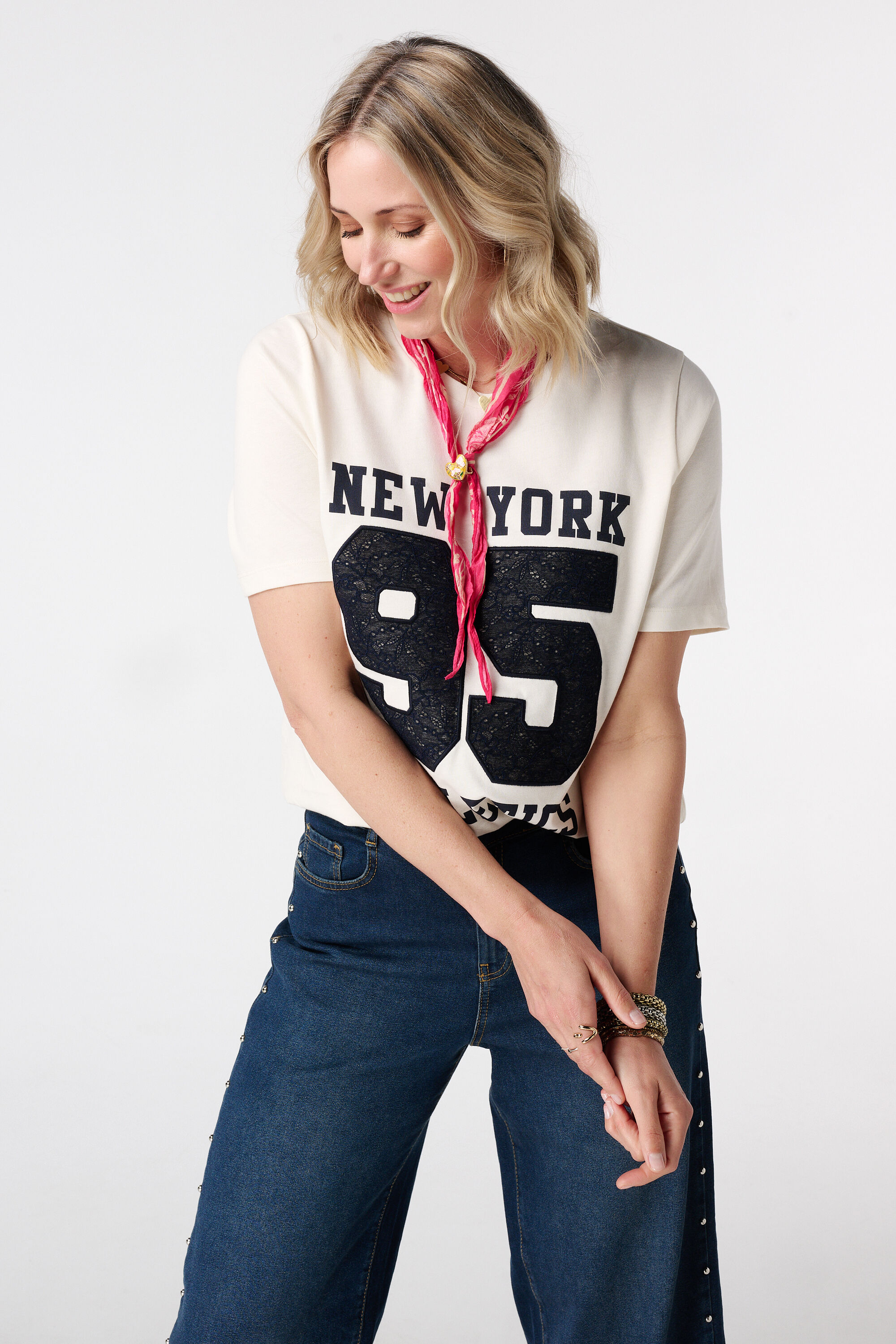 T-shirt avec imprim&eacute; dentelle