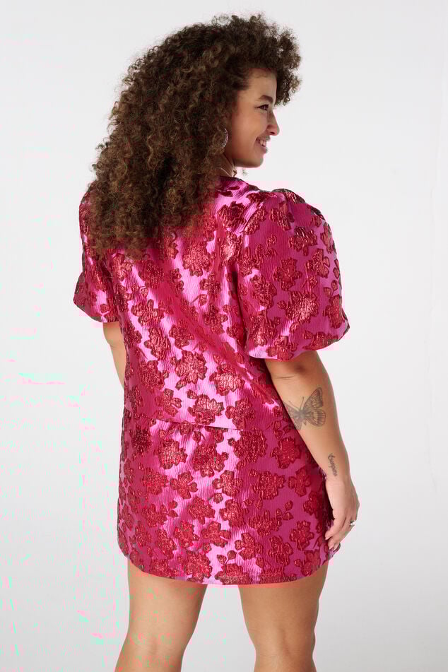 Haut jacquard pailleté à manches bouffantes image number 3