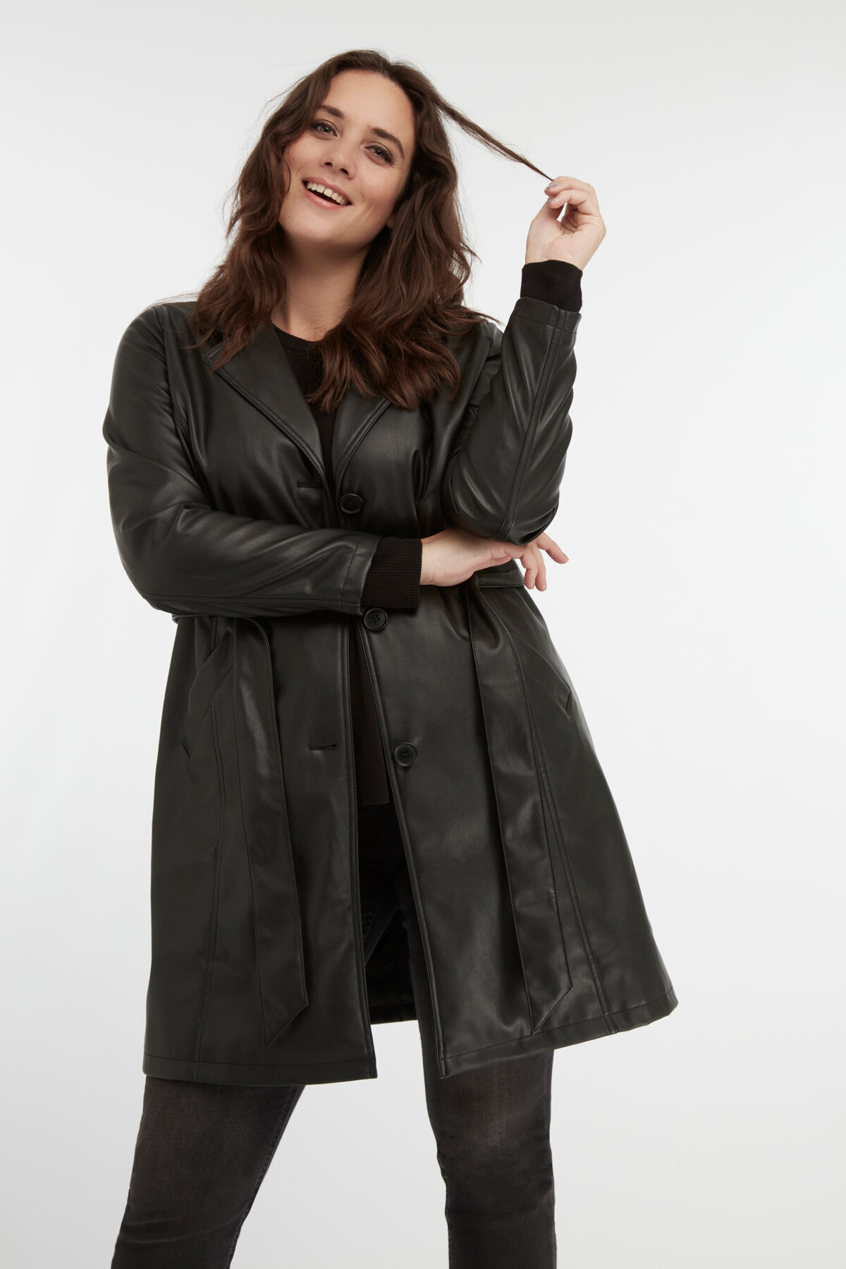 Veste en cuir PU avec ceinture image number 5