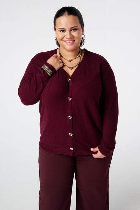 Cardigan avec boutons en forme de cœur dorés Cardigan avec boutons en forme de cœur dorés