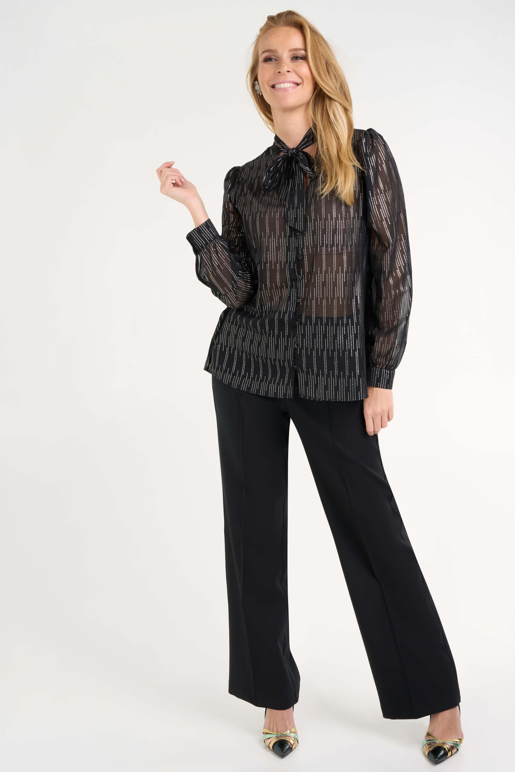 Chemisier &agrave; imprim&eacute; argent&eacute; image number 4