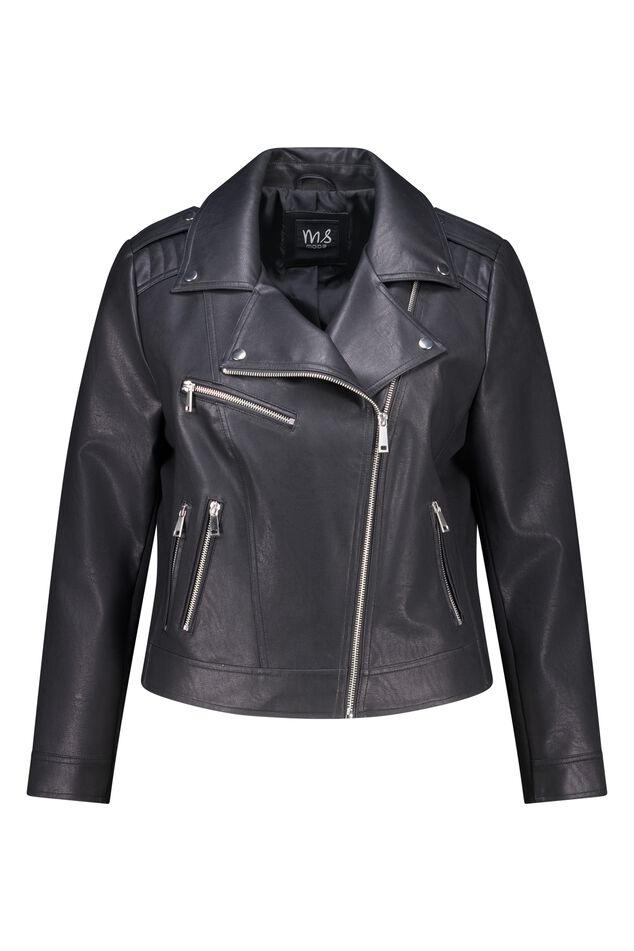 Veste en cuir avec détails argentés image number 1