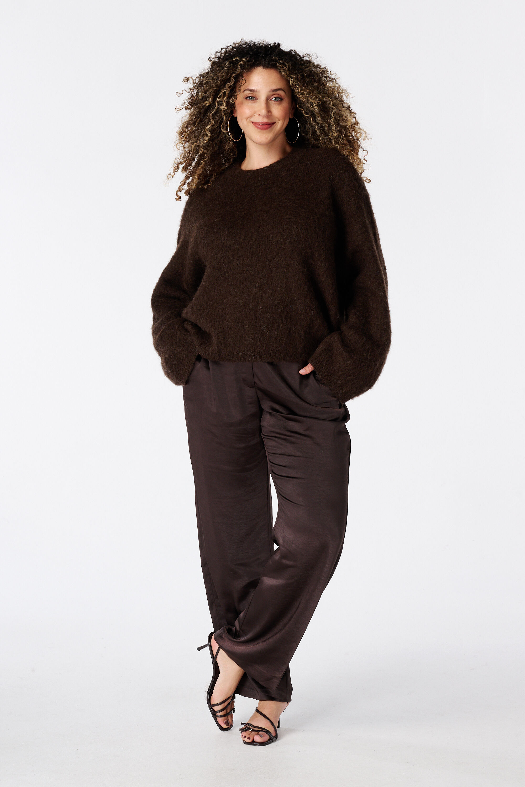 Pantalon aspect satin&eacute; image number 0