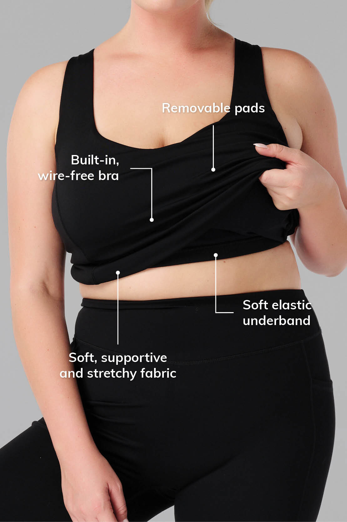 D&eacute;bardeur de sport avec soutien gorge int&eacute;gr&eacute; image number 3