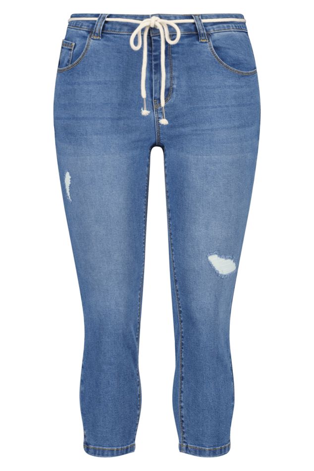 Capri en jean avec cordon de serrage image 2