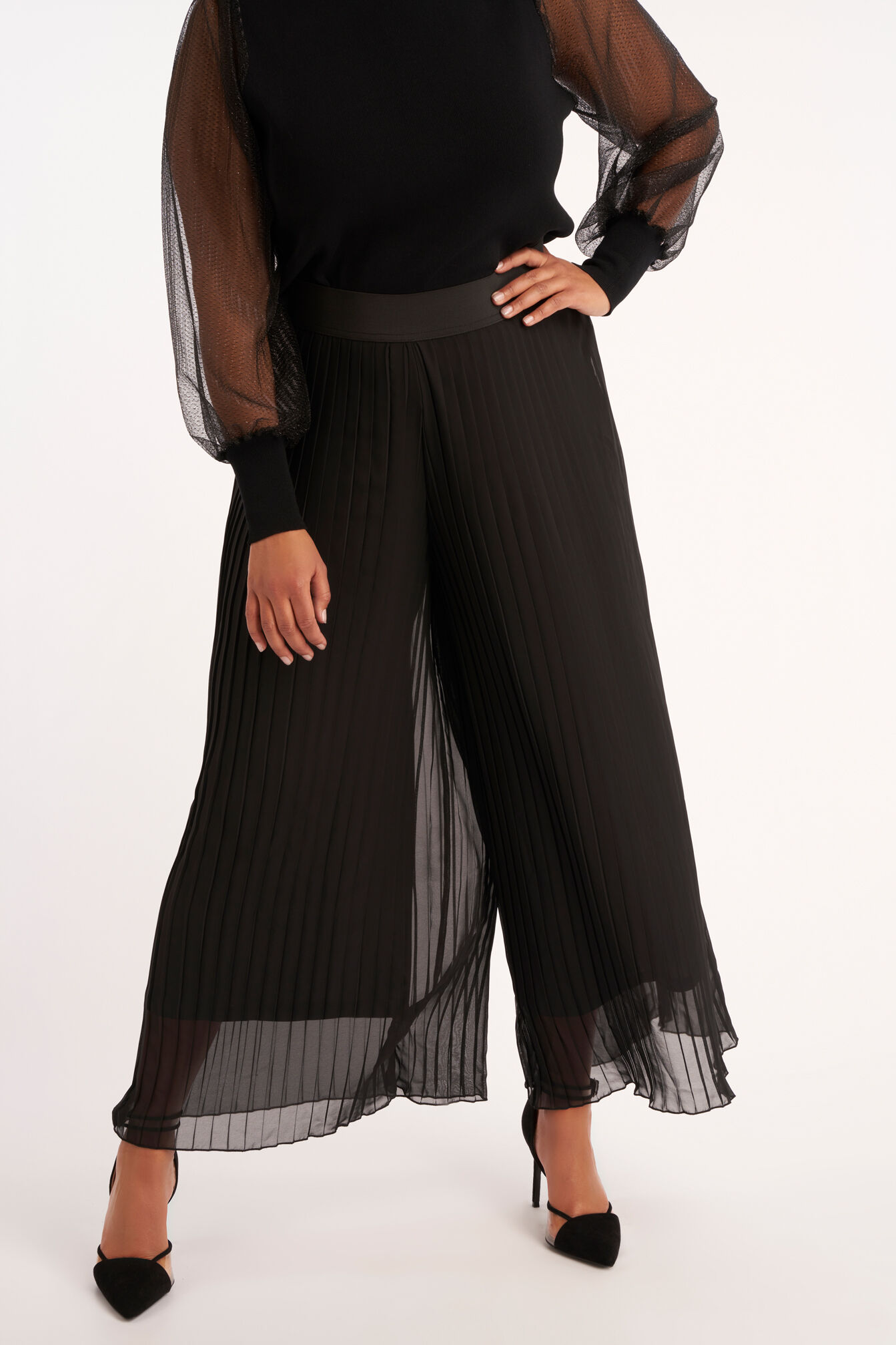 Pantalon large pliss&eacute; image number 4