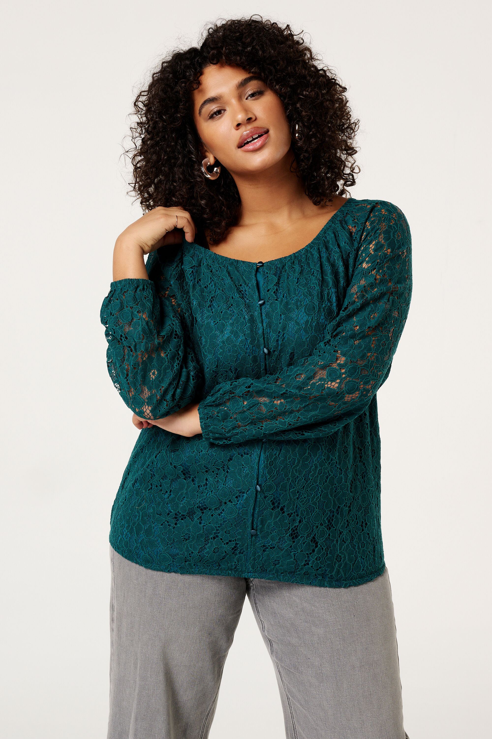 Haut en dentelle avec boutons image number 0