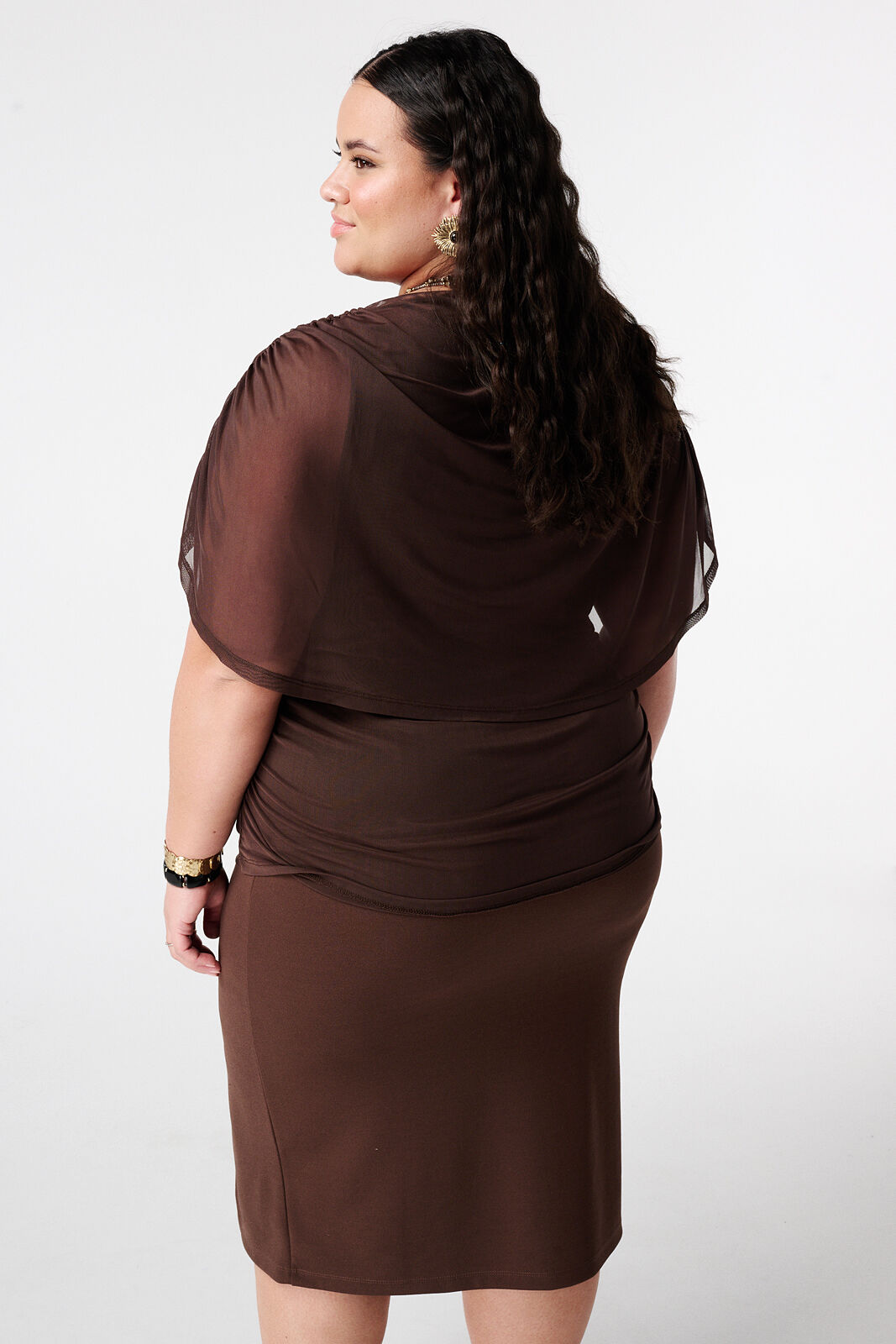 Top en mesh &agrave; manches drap&eacute;es image number 3