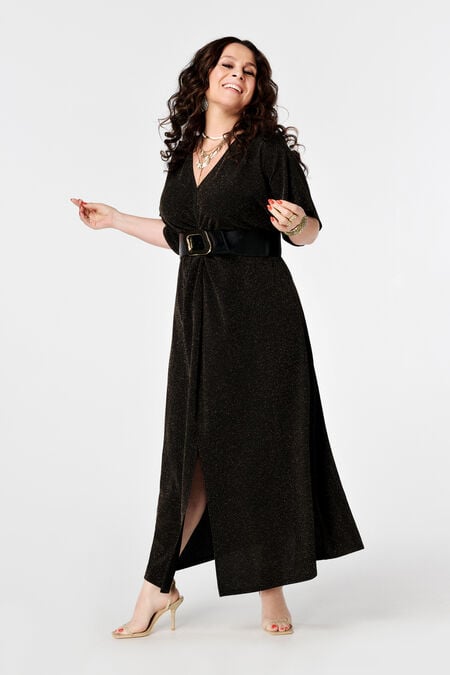 Robe à paillettes avec manches papillon et détails boutonnés Robe à paillettes avec manches papillon et détails boutonnés