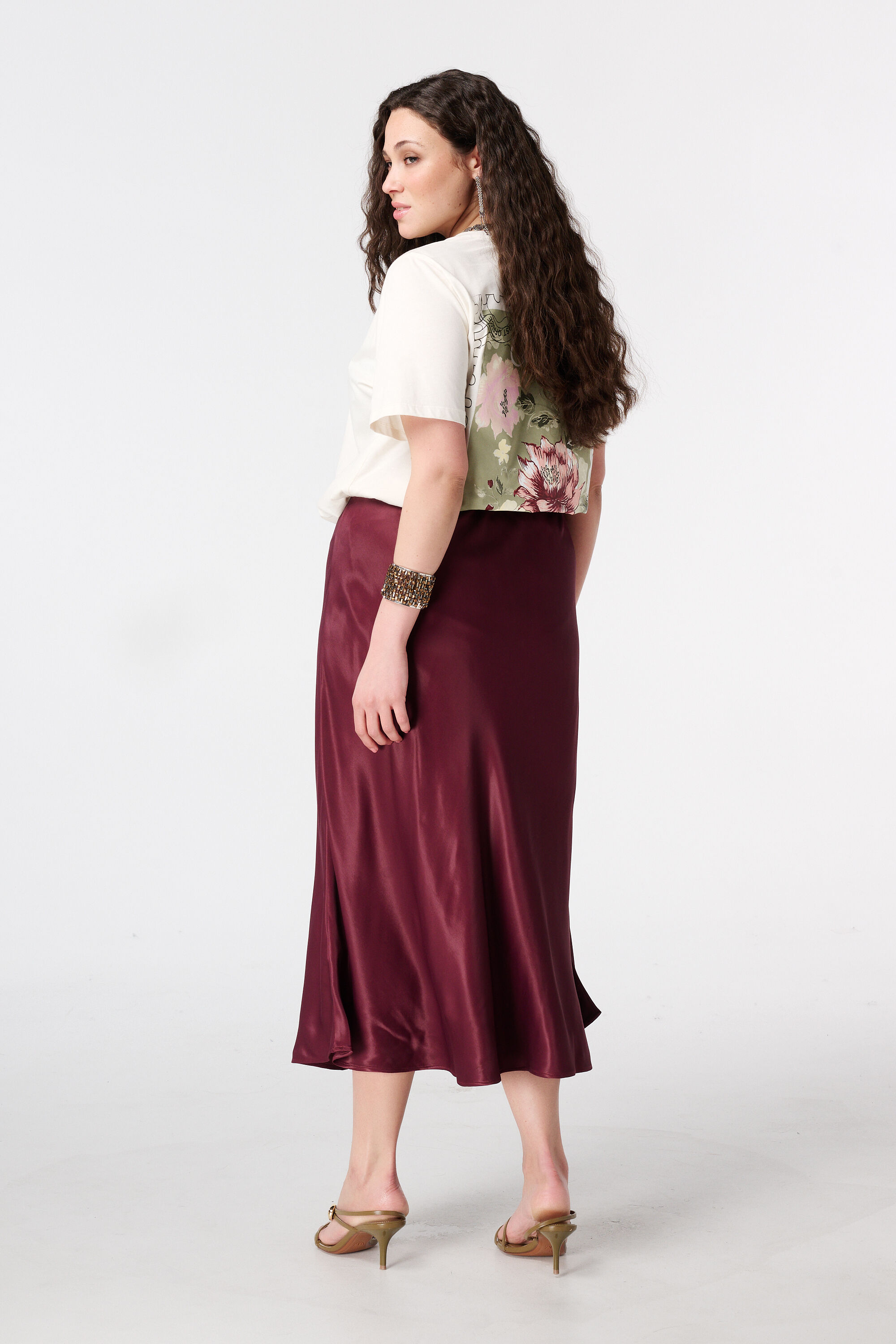 Jupe midi en satin image number 3