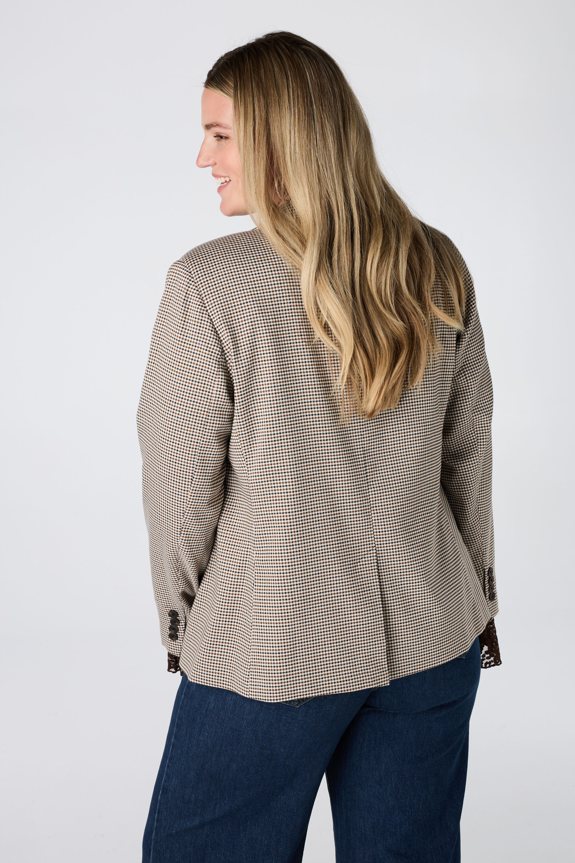 Blazer &agrave; boutonnage simple motif pied de poule image number 3