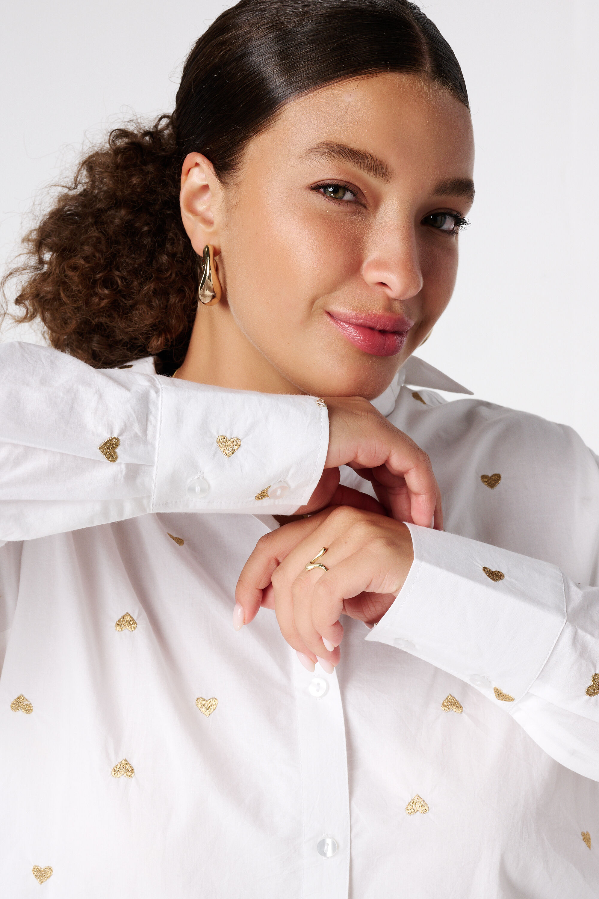 Chemisier avec c&oelig;urs brod&eacute;s image number 4