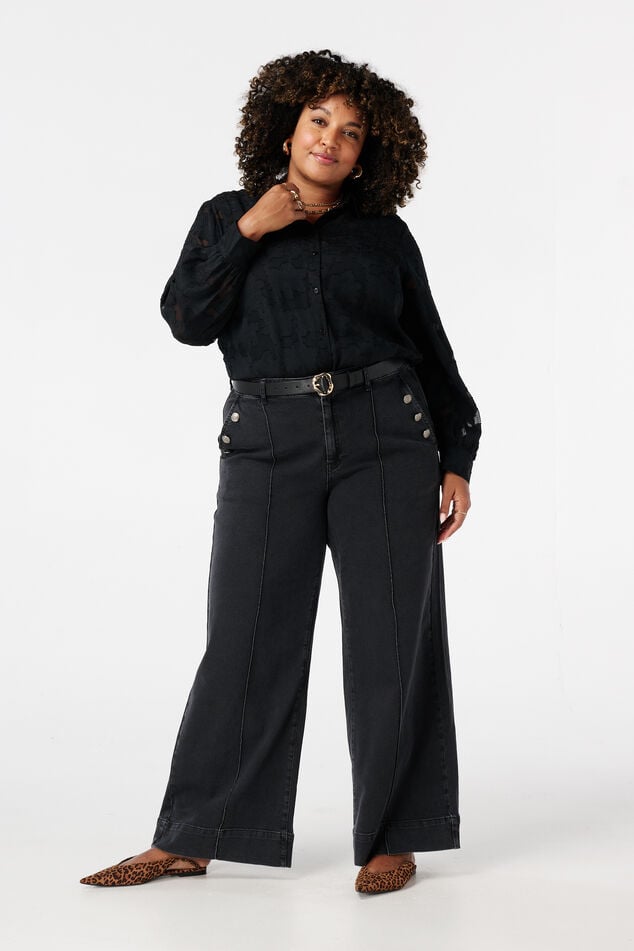 Jean à jambes larges avec boutons décoratifs image number 0