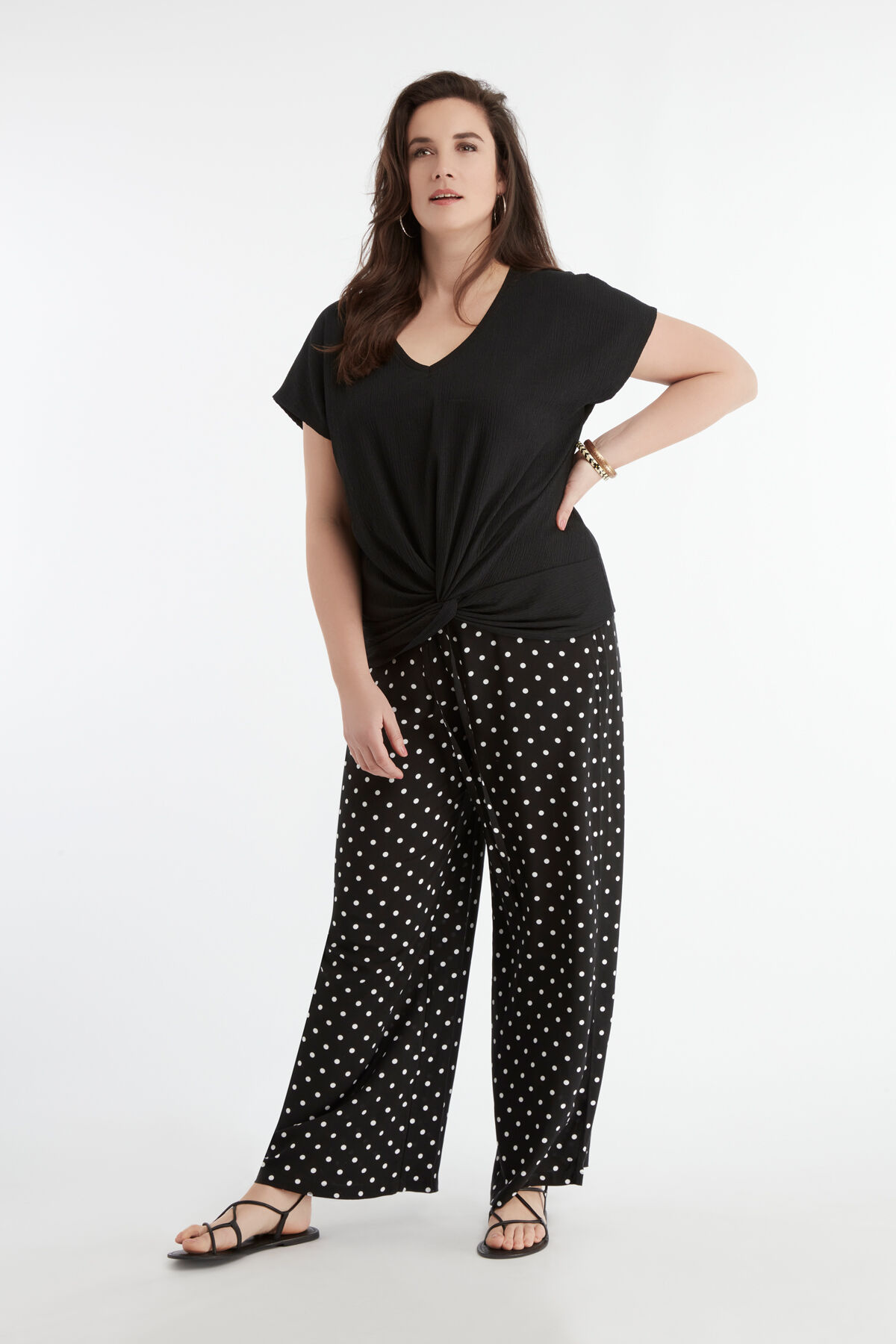 Pantalon large a pois outlet