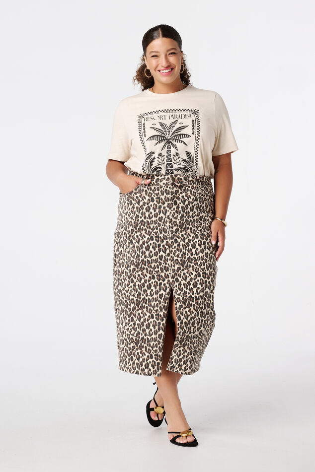 Jupe en denim avec imprimé panthère image number 6