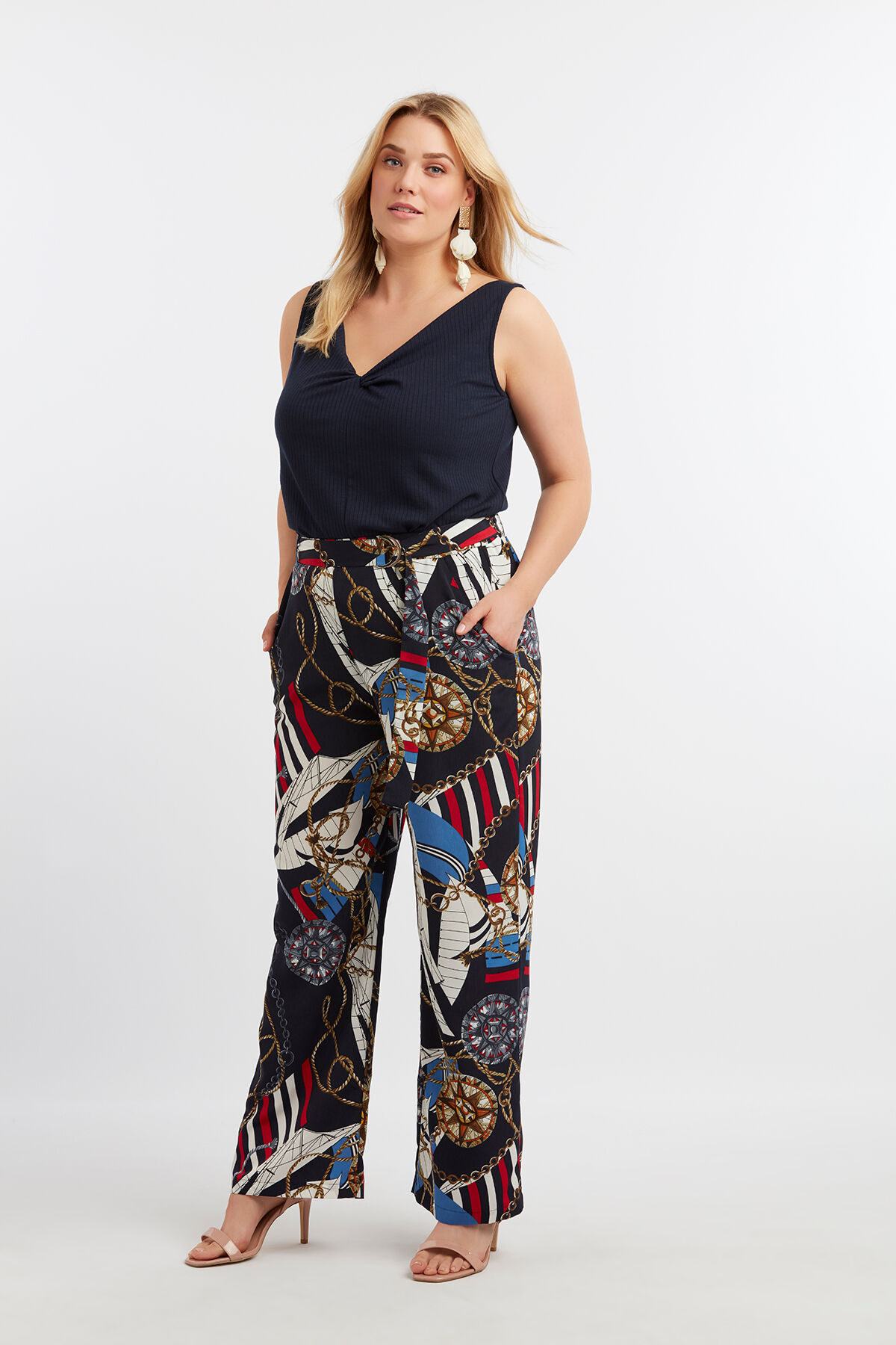 Pantalons amples &agrave; imprim&eacute; image number 4