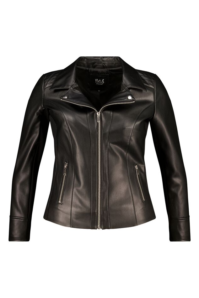 Veste élégante en cuir ornée de détails argentés image number 1