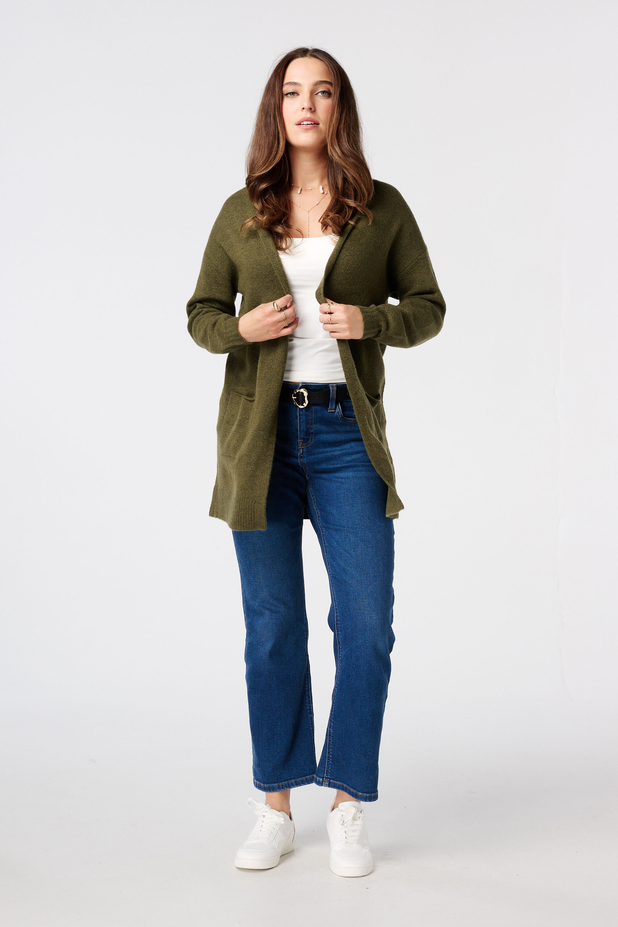 Cardigan mi-long avec poches lat&eacute;rales image number 5