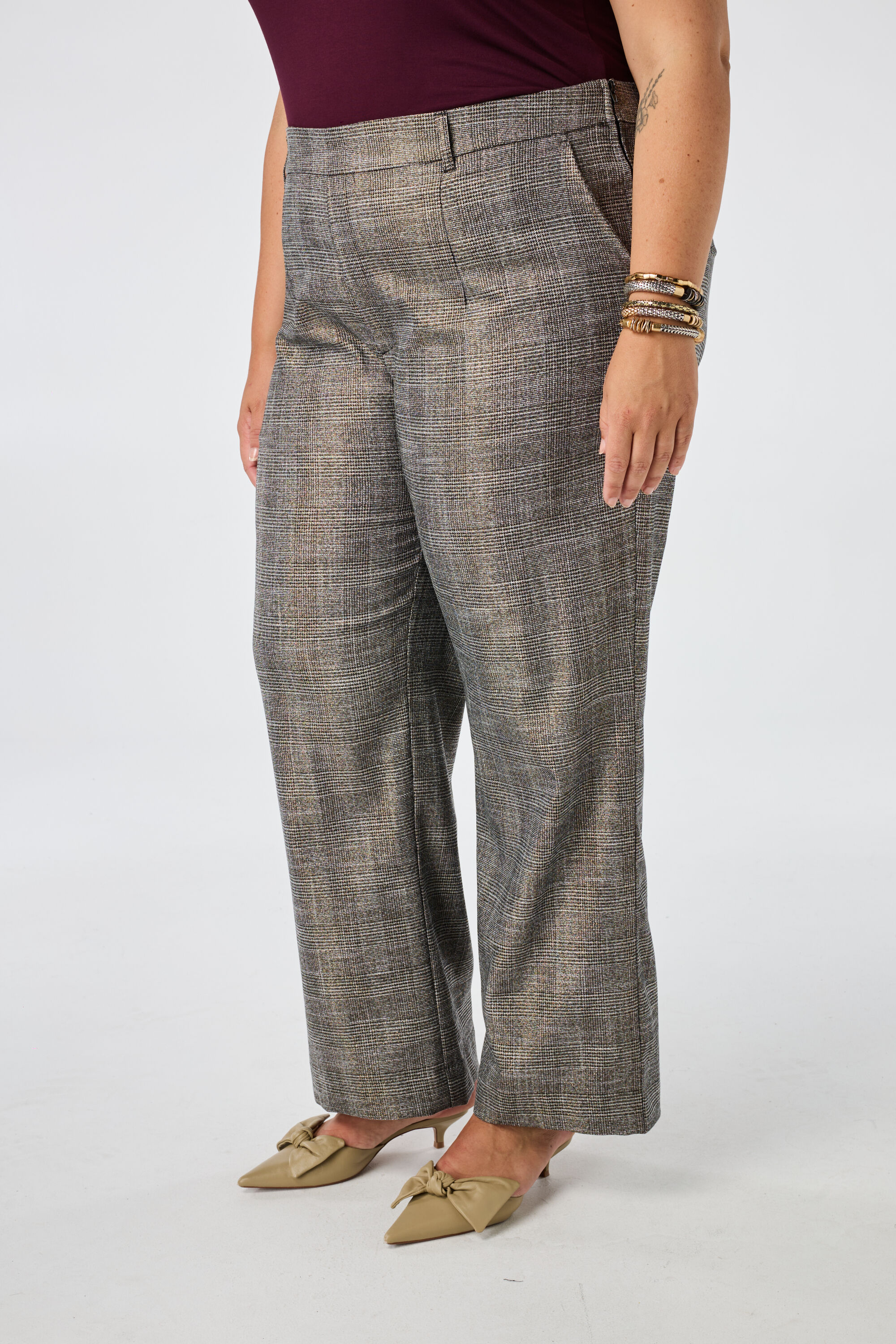 Pantalon large &agrave; carreaux image number 5