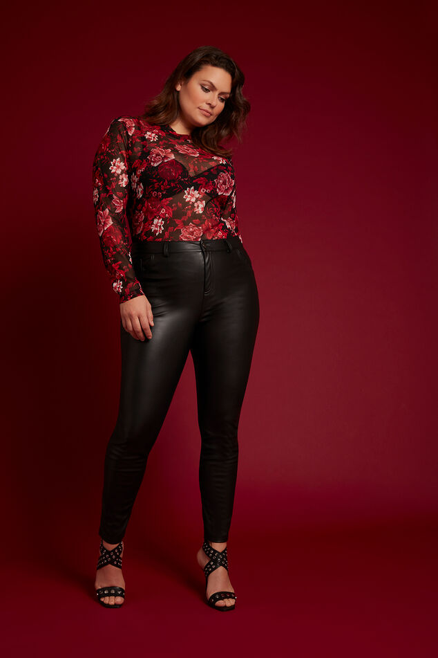 Pantalon jambe slim en similicuir image number 0