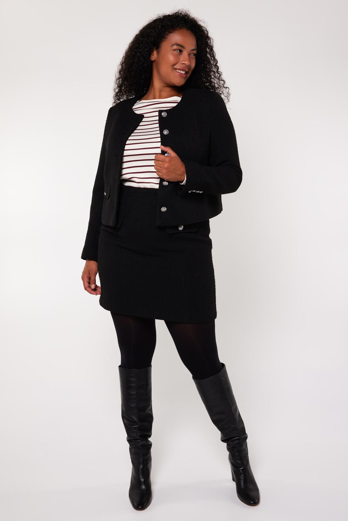 Blazer cropped en tweed image number 5