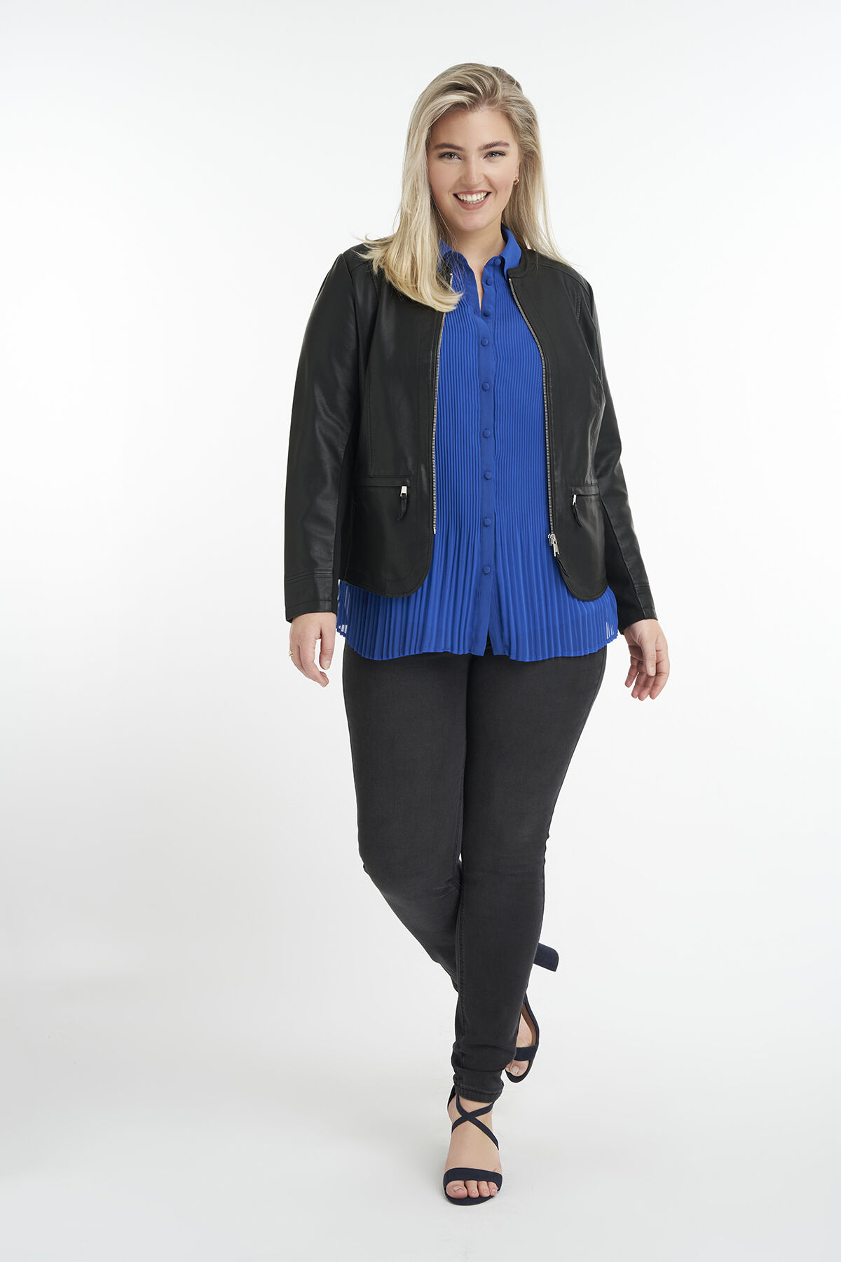 Veste motard en simili cuir &agrave; col rond image number 5