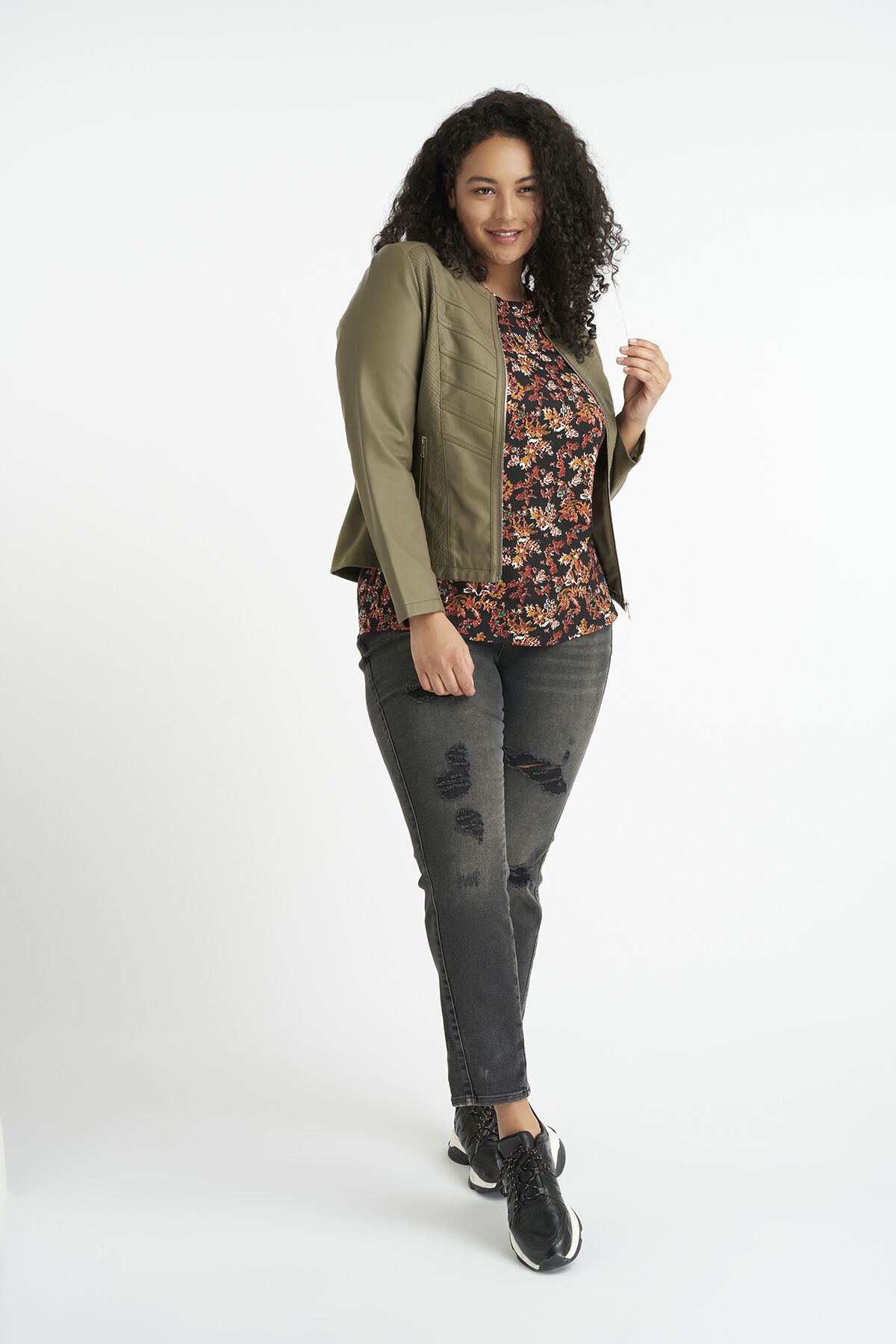 Veste motard en simili cuir &agrave; col rond image number 5