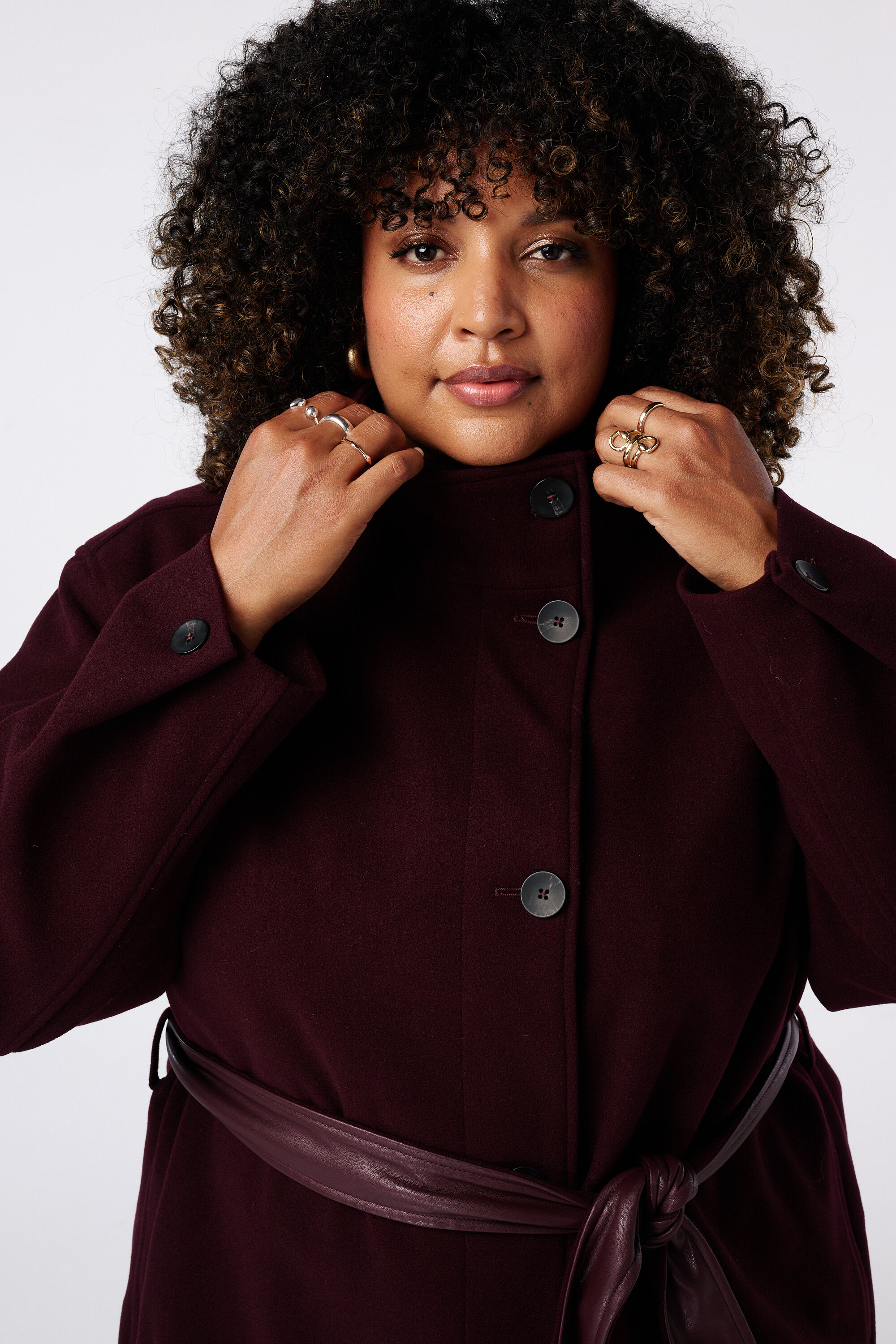 Manteau mi long avec col montant image number 4