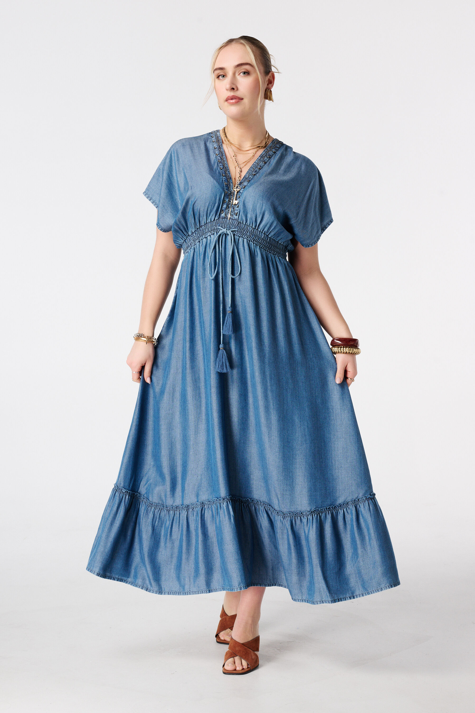 Robe maxi effet denim image number 5