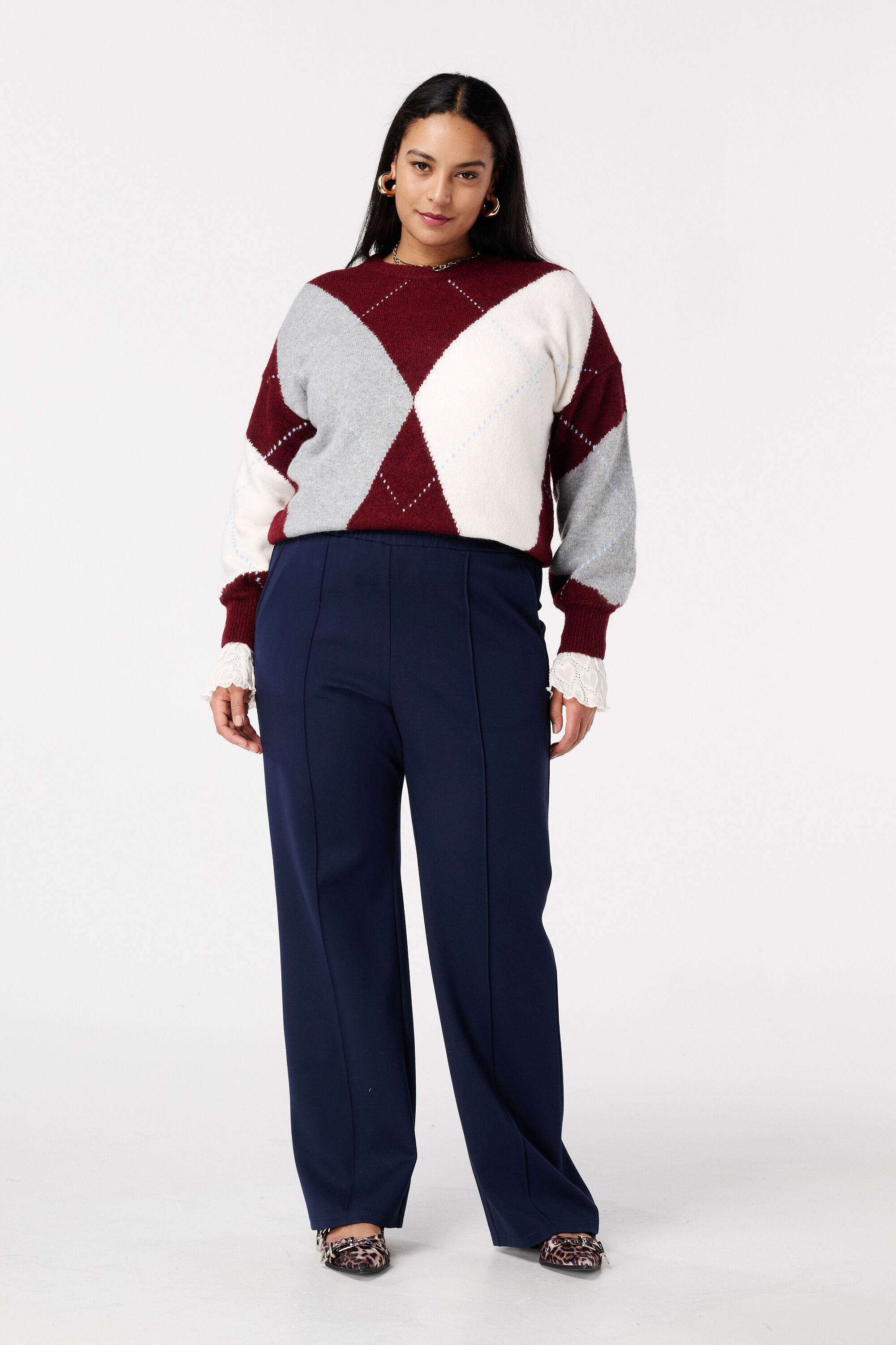 Pantalon large avec coutures d&eacute;coratives