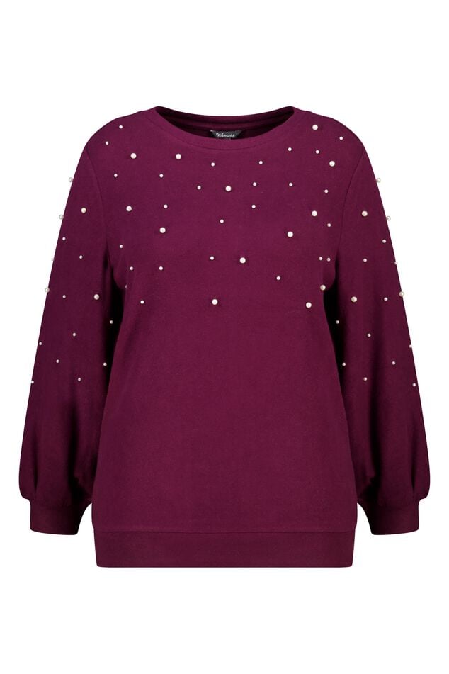 Pull brossé avec imprimé perle image number 1