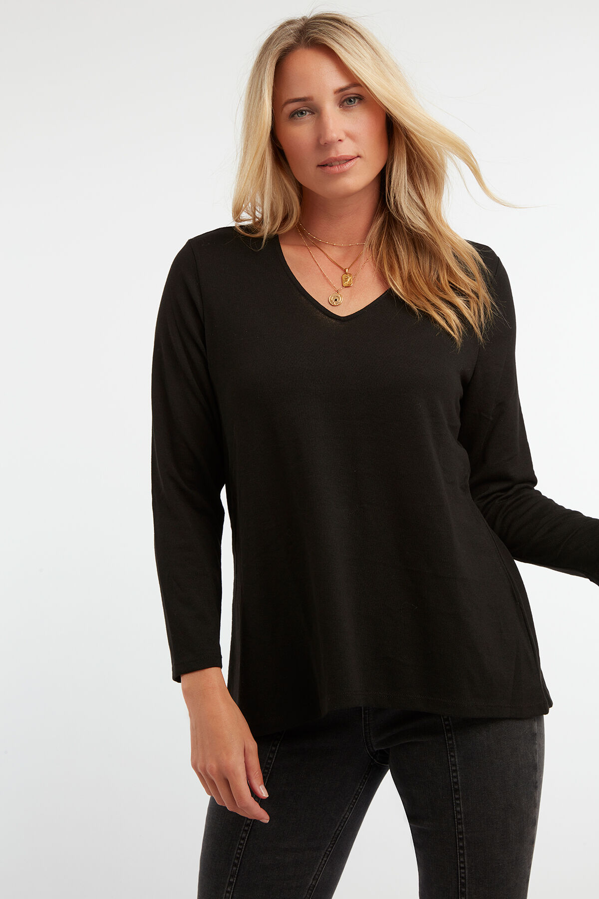 T-shirt avec col en V image number 3