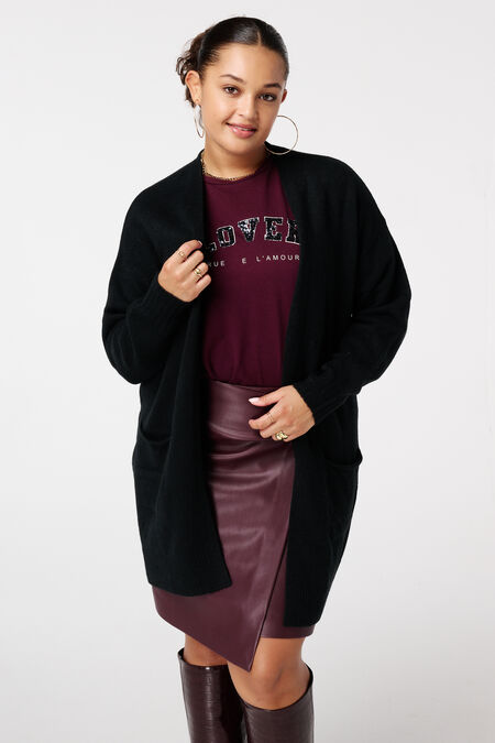 Cardigan mi-long avec poches latérales Cardigan mi-long avec poches latérales