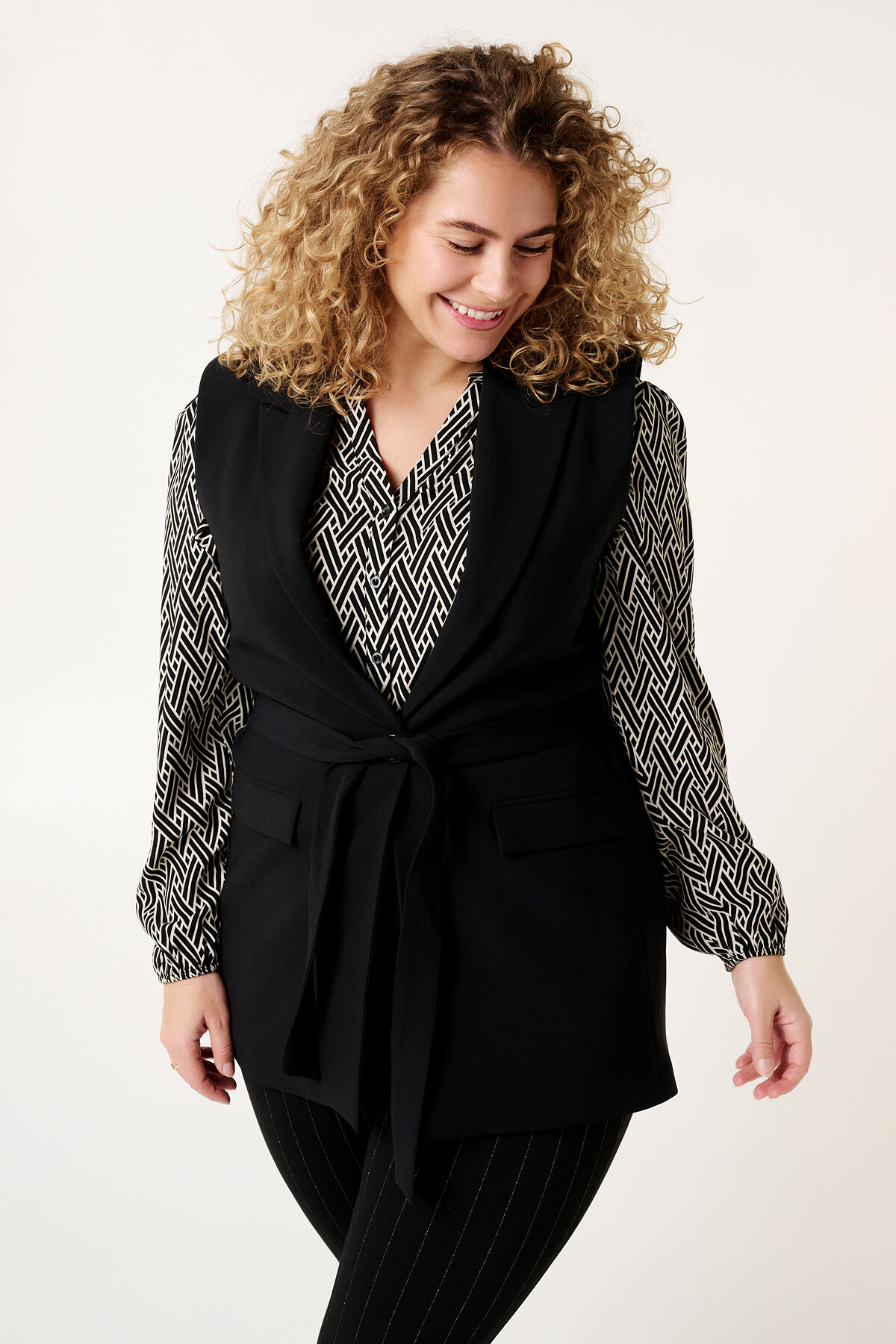 Femmes Gilet avec ceinture assortie Kaki MS Mode