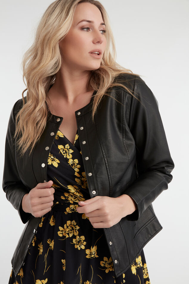 Veste en cuir PU à boutons-pression  image number 4
