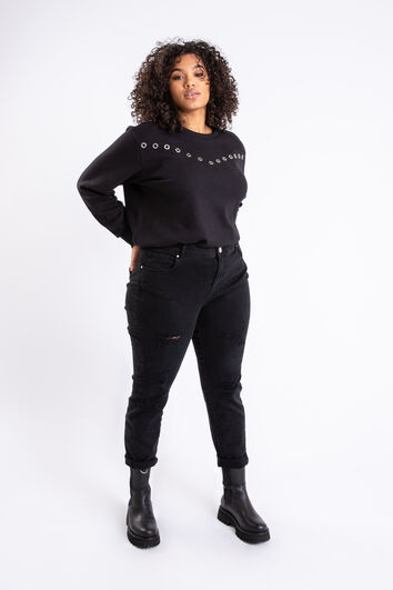 Jean aux d&eacute;cors d&eacute;chir&eacute;s