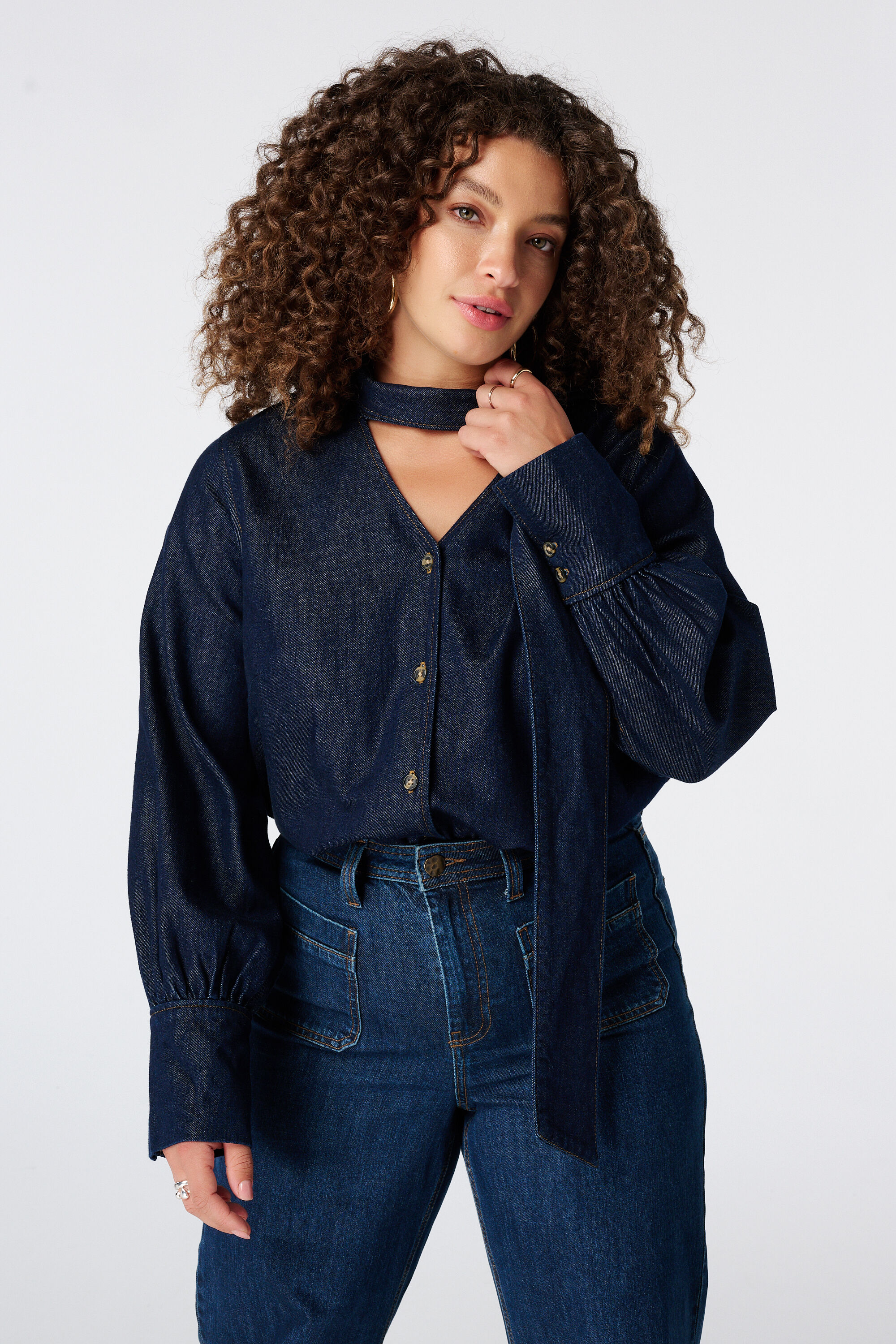 Blouse en denim avec foulard
